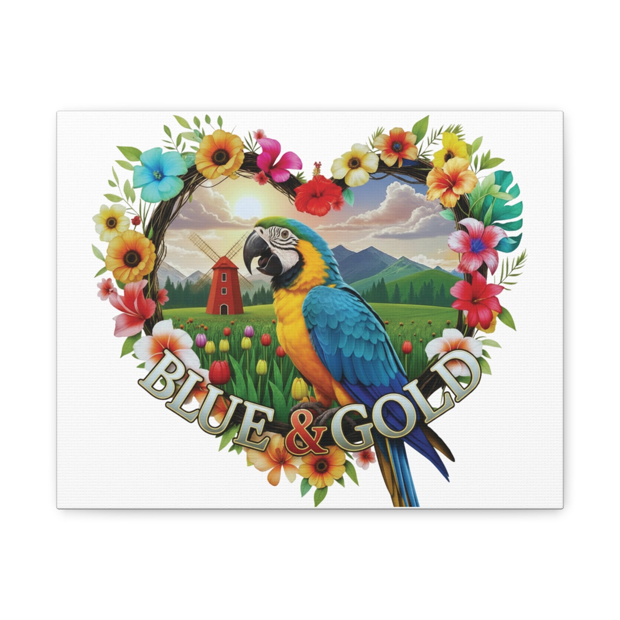 Blue & Gold Floral Wall-Hanging