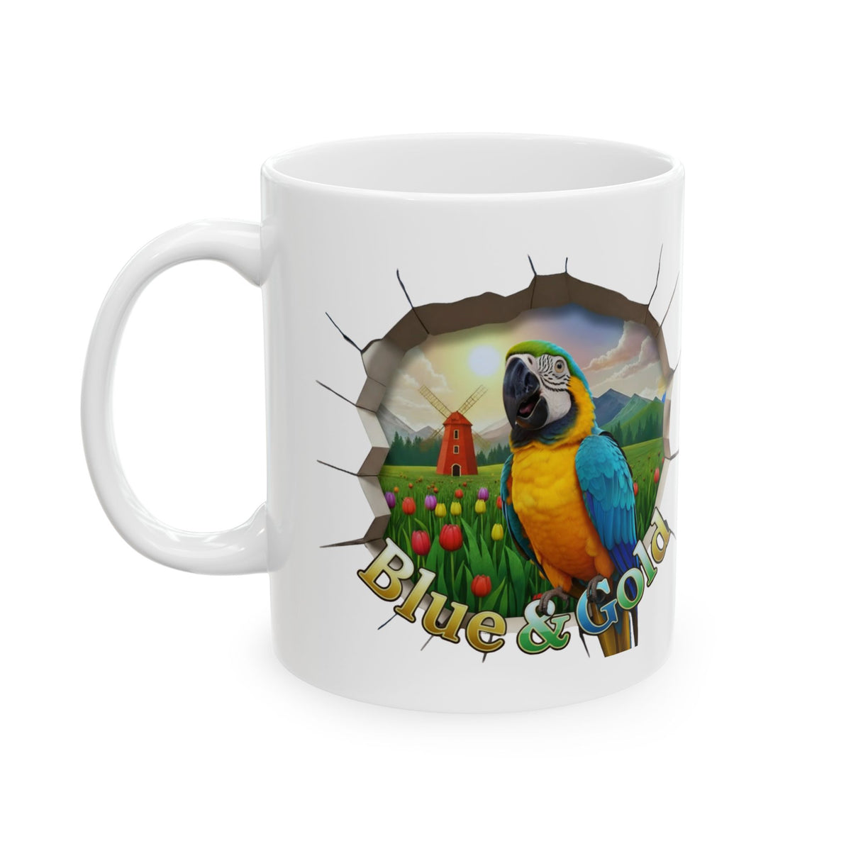 Blue and Gold Meadow Scenic Mug