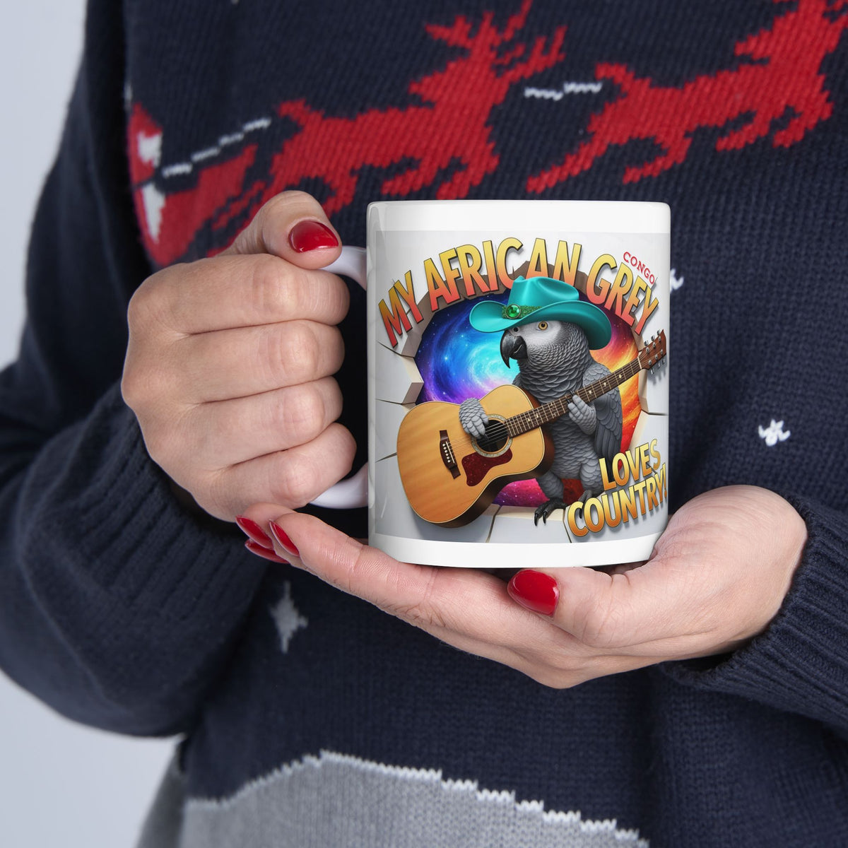 African Grey Congo Loves Country Mug
