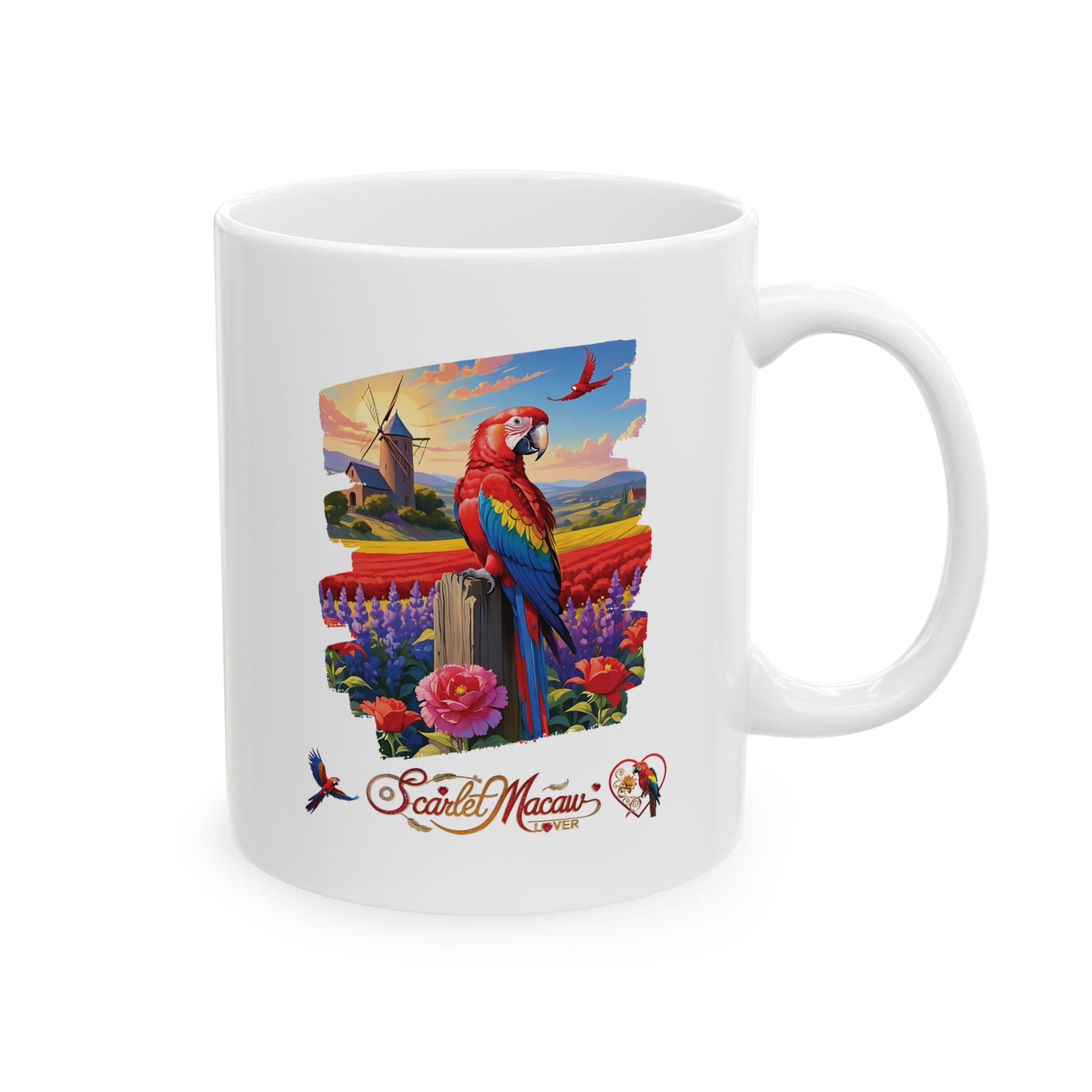 Floral Scarlet Macaw Lover Mug