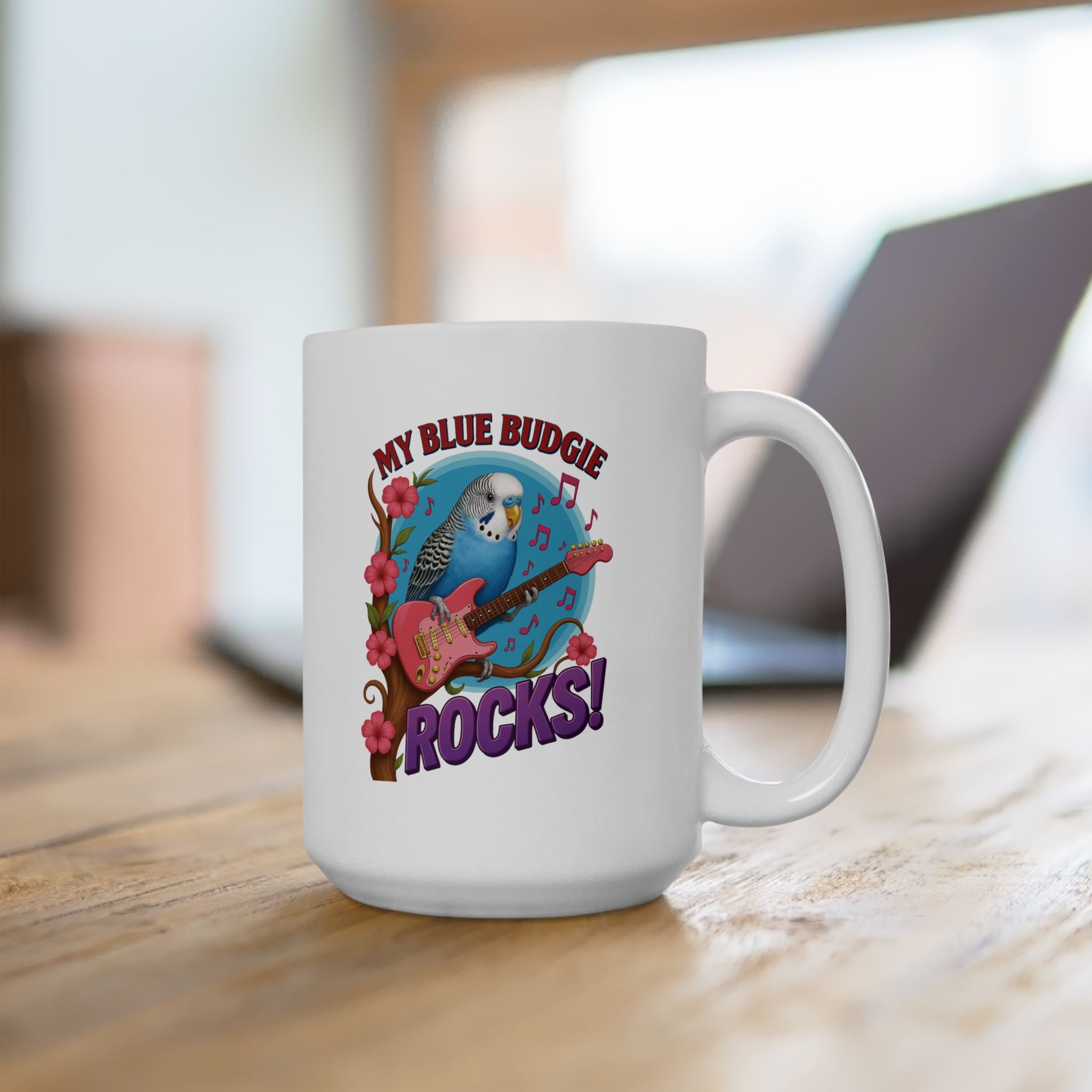 My Blue Budgie Rocks Music Mug