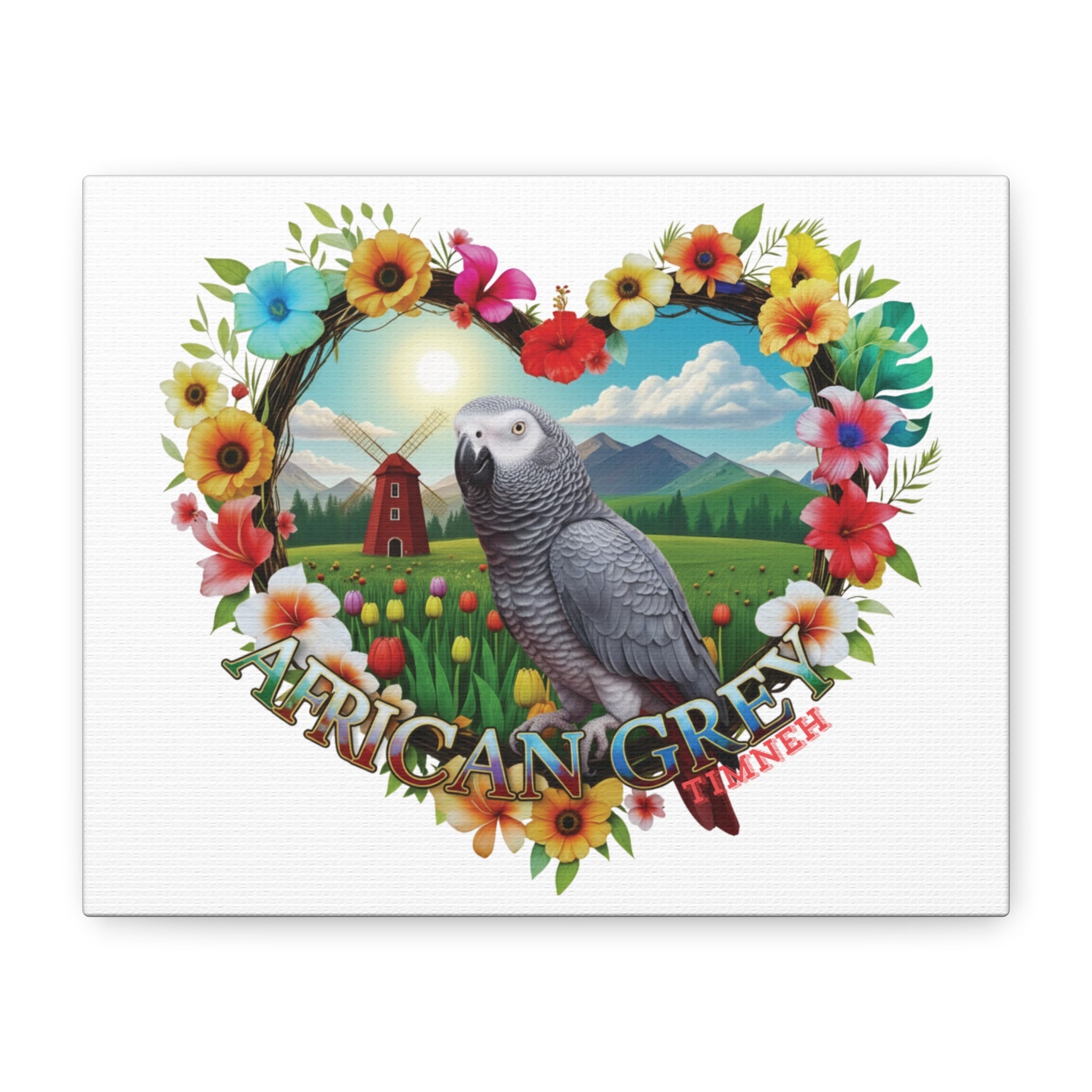 African Grey Timneh Floral Wall-Hanging