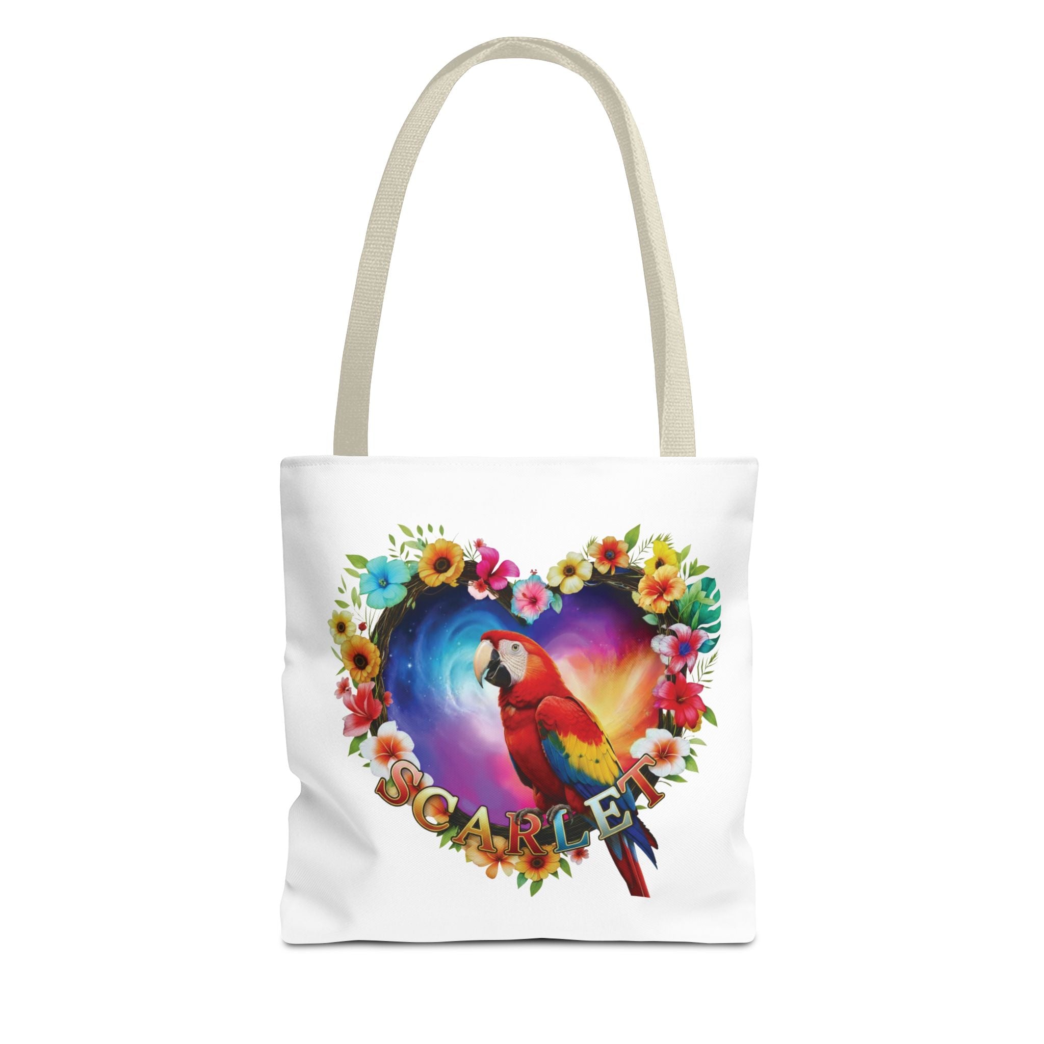 Scarlet Floral Parrot Tote Bag