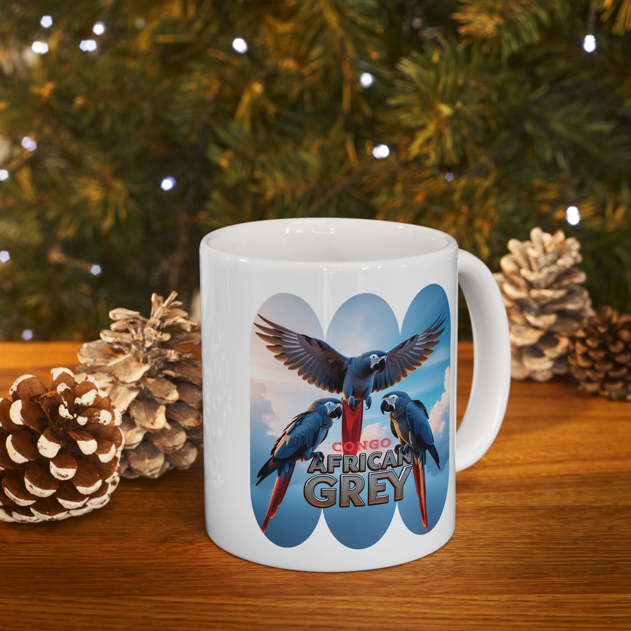African Grey Parrot Ceramic Mug