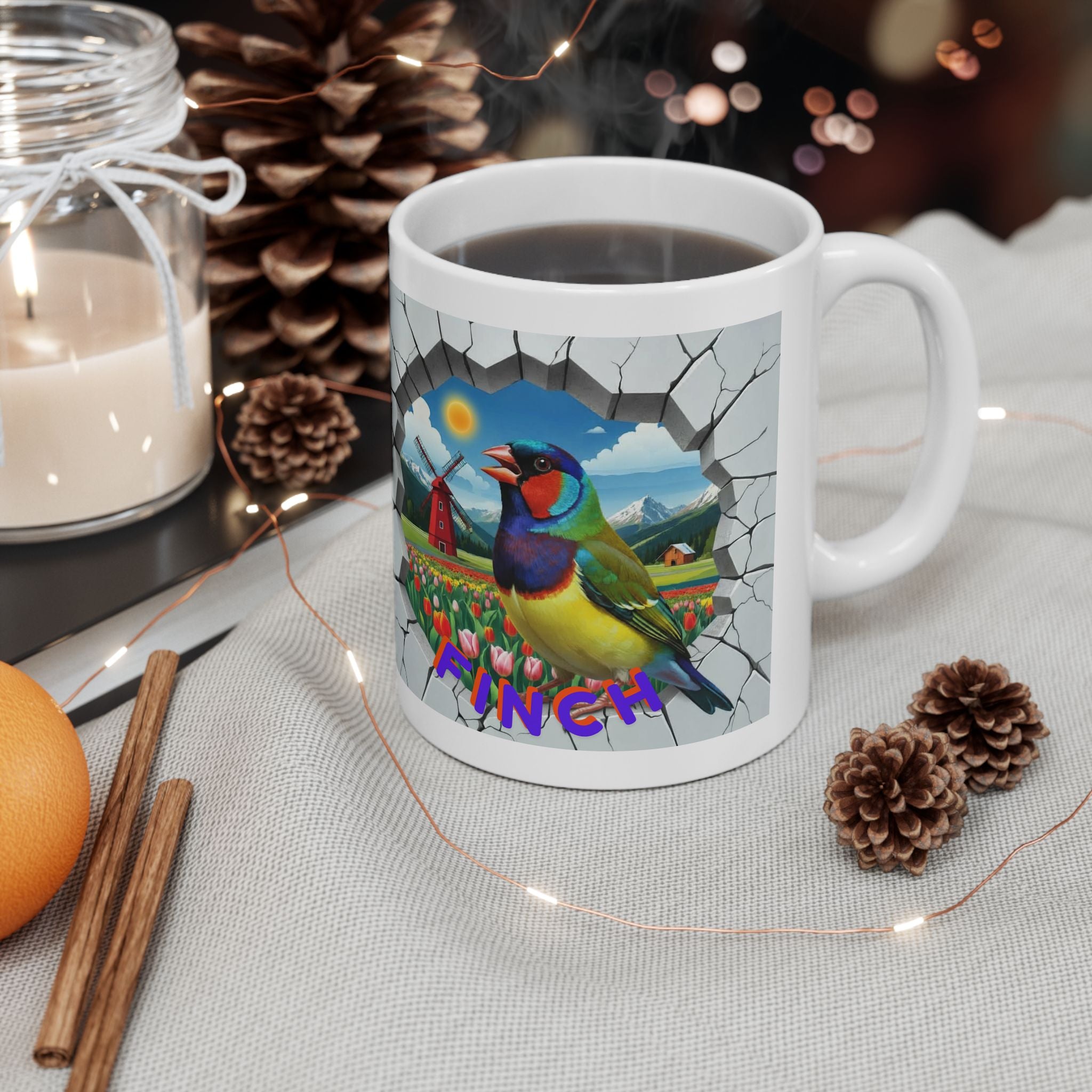 Finch Tulip Windmill Field mug