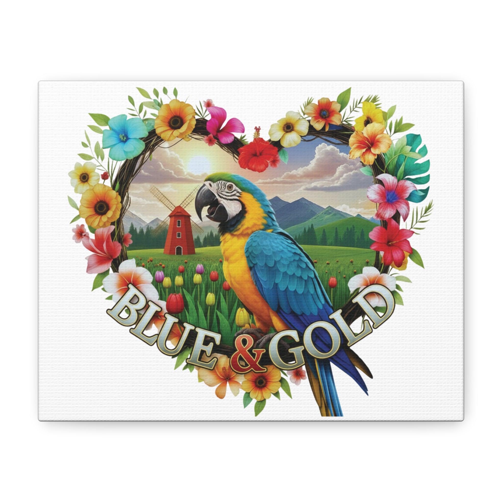 Blue & Gold Floral Wall-Hanging