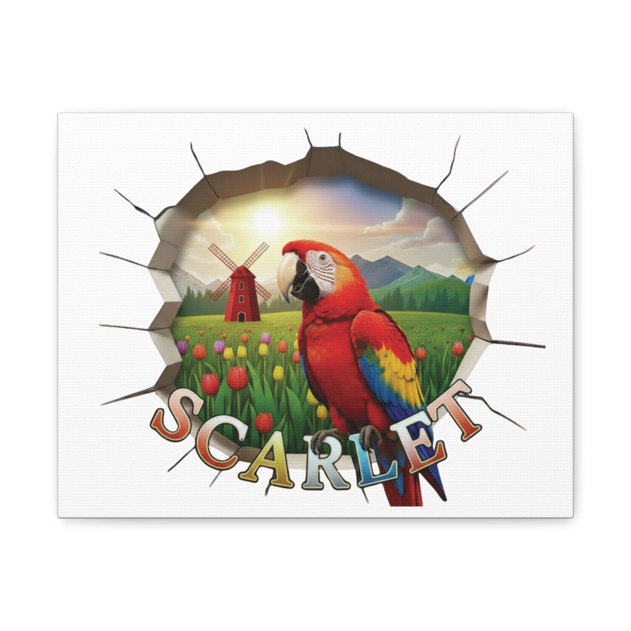Scarlet Parrot Art Wall-Hanging