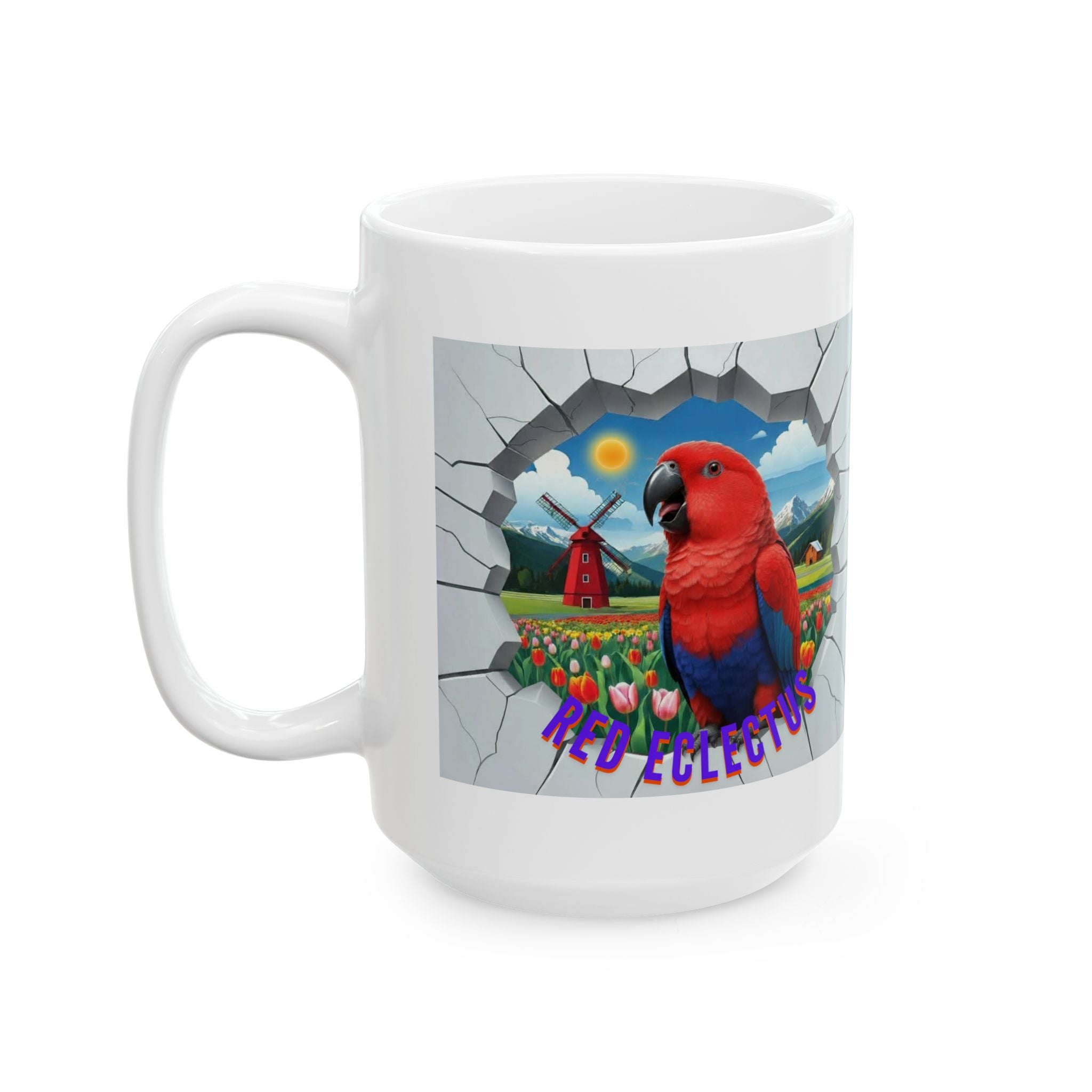 Red Eclectus Tulip Windmill Field Mug
