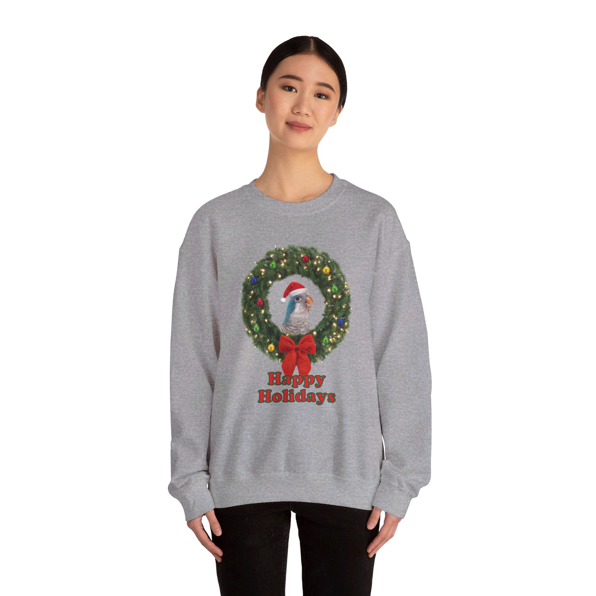 Happy Christmas Holidays Blue Quaker Sweatshirt