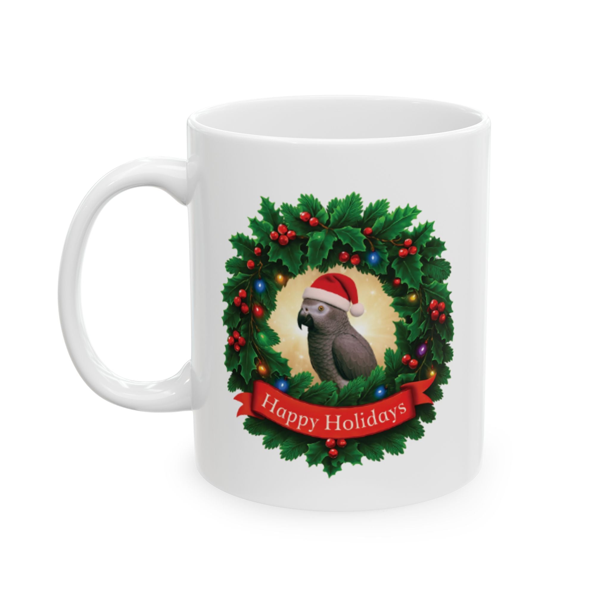 Happy Holidays African Grey Timneh Mug