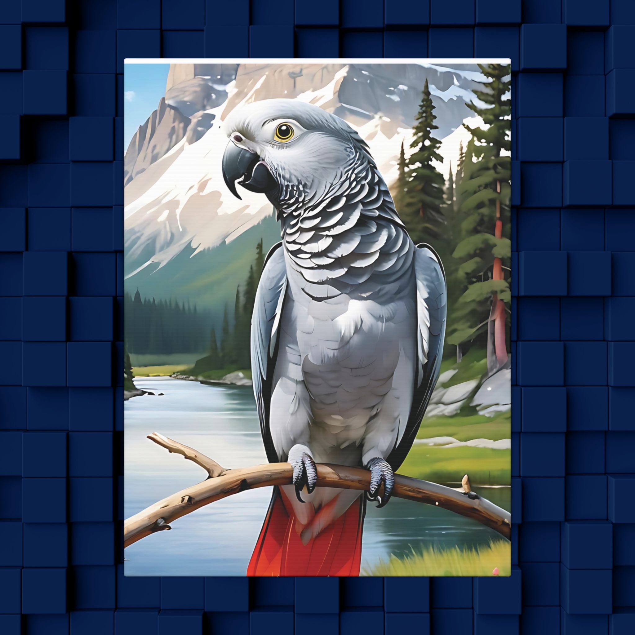 African Grey Congo Canvas Wall Hangings