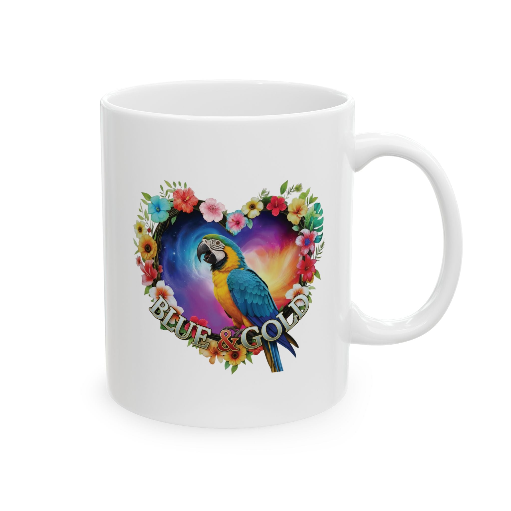Blue & Gold Floral Heart Mug