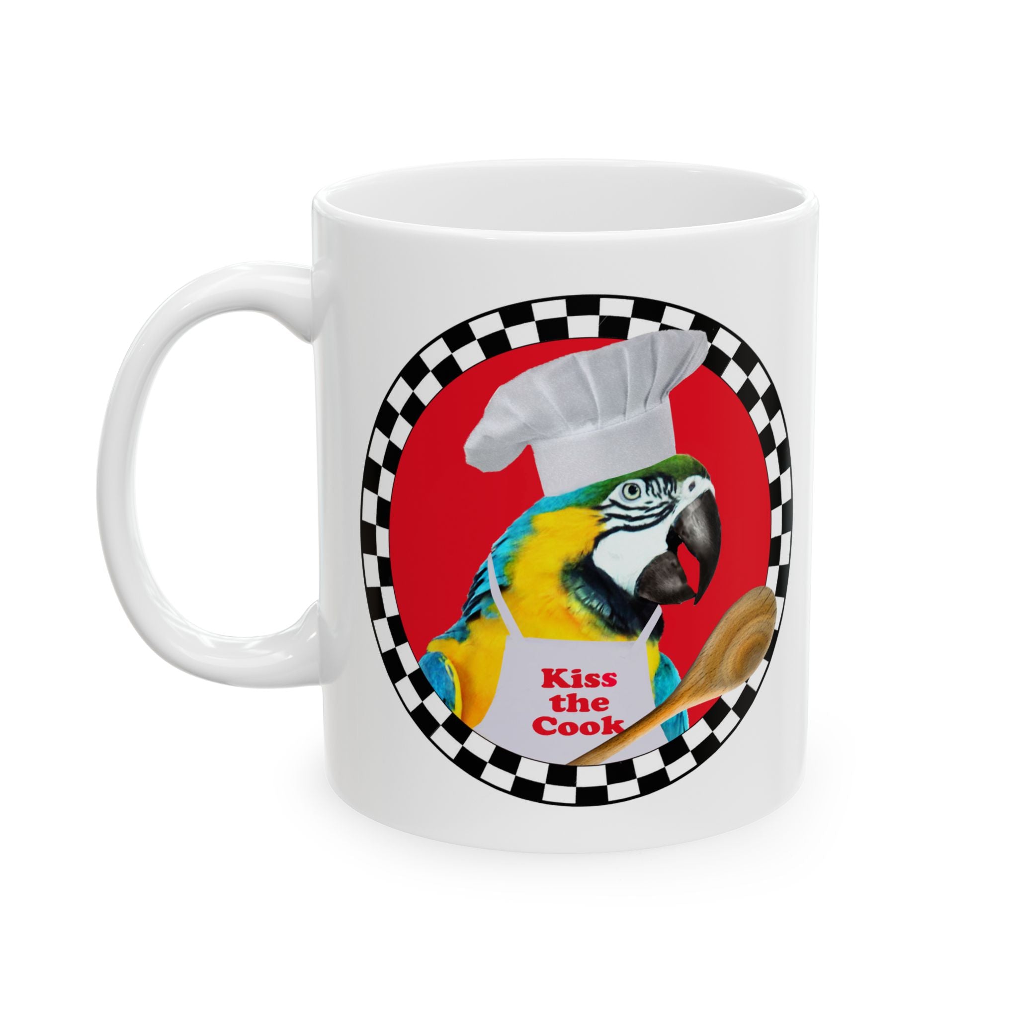 Kiss The Cook Spoon Blue And Gold Mug