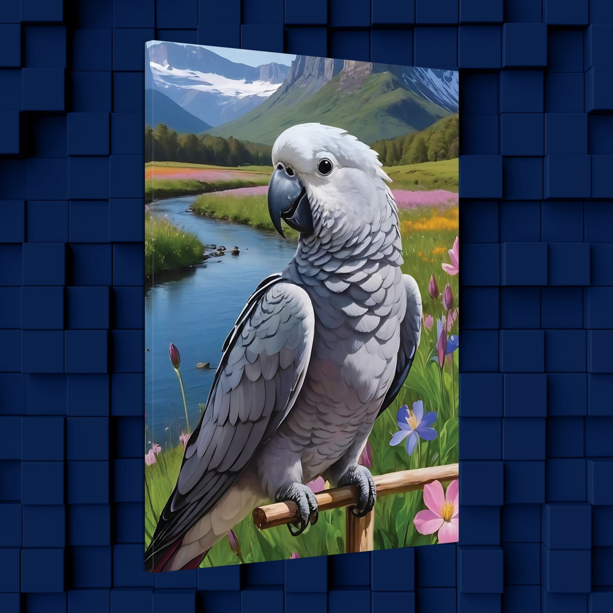 African Grey Congo Canvas Art Wall Hanging