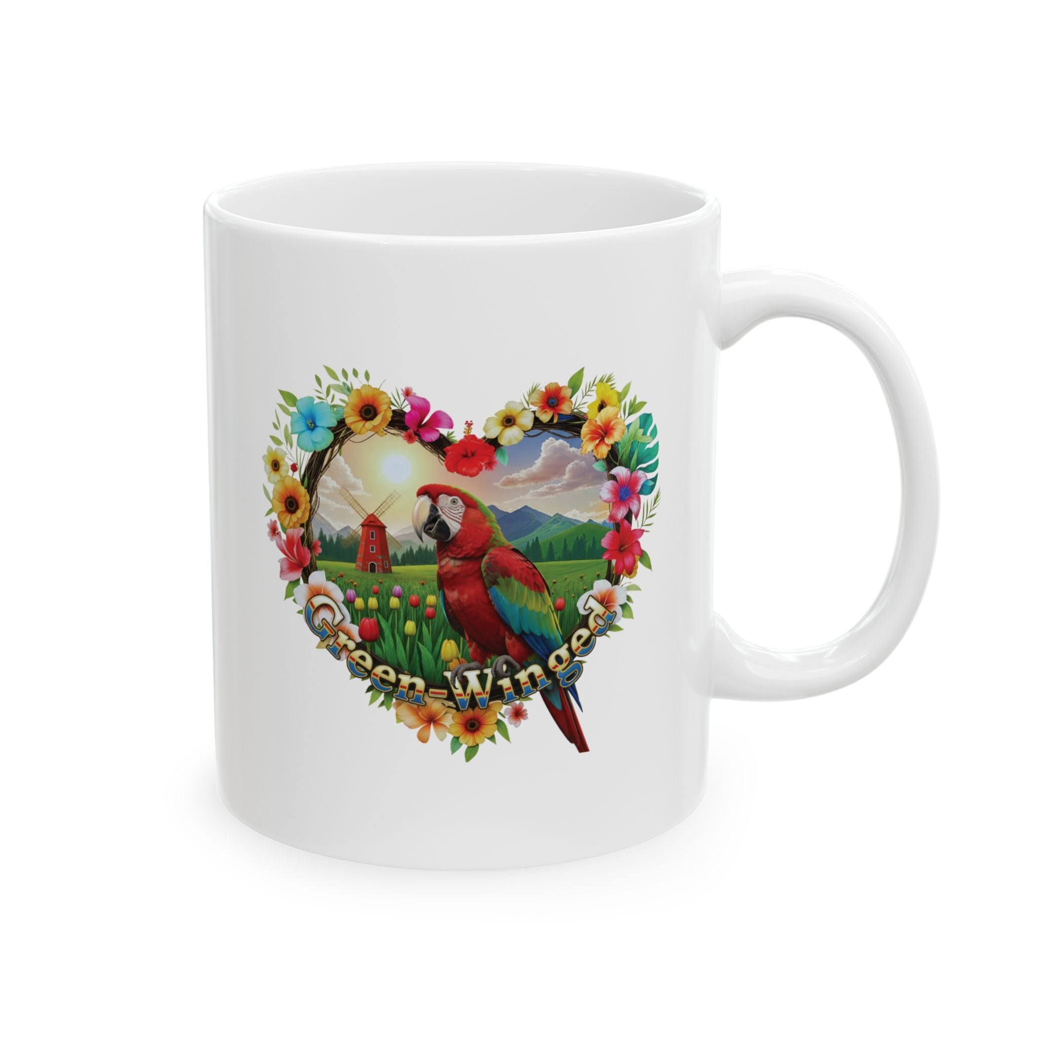 Green Winged Floral Mug