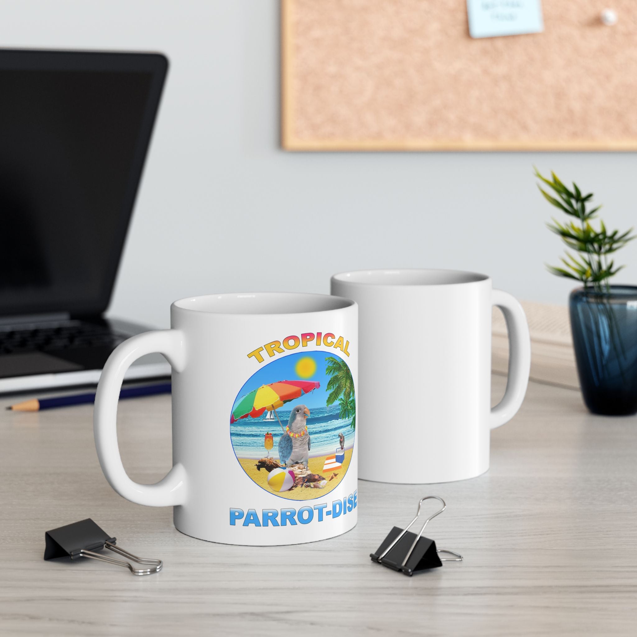 Tropical Parrot-Dise Blue Quaker Mug