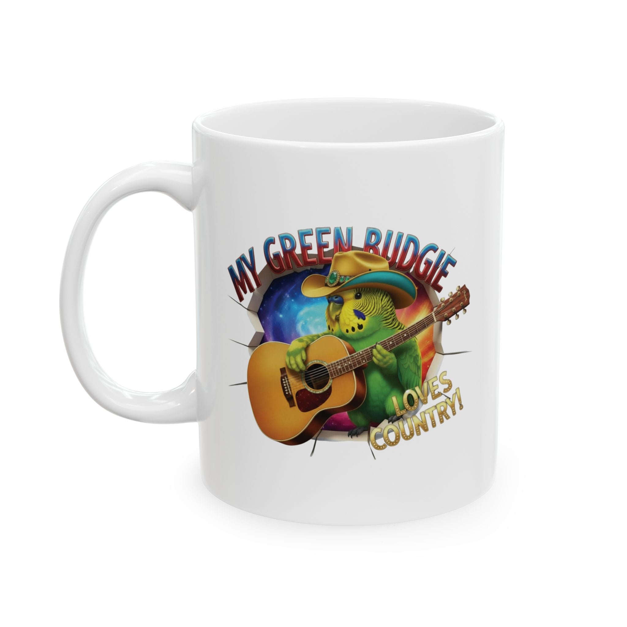 Green Budgie Loves Country Mug