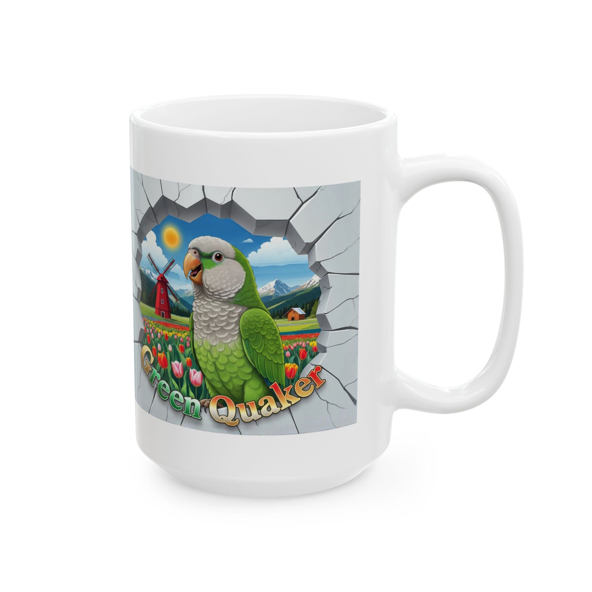 Green Quaker Floral Field Mug