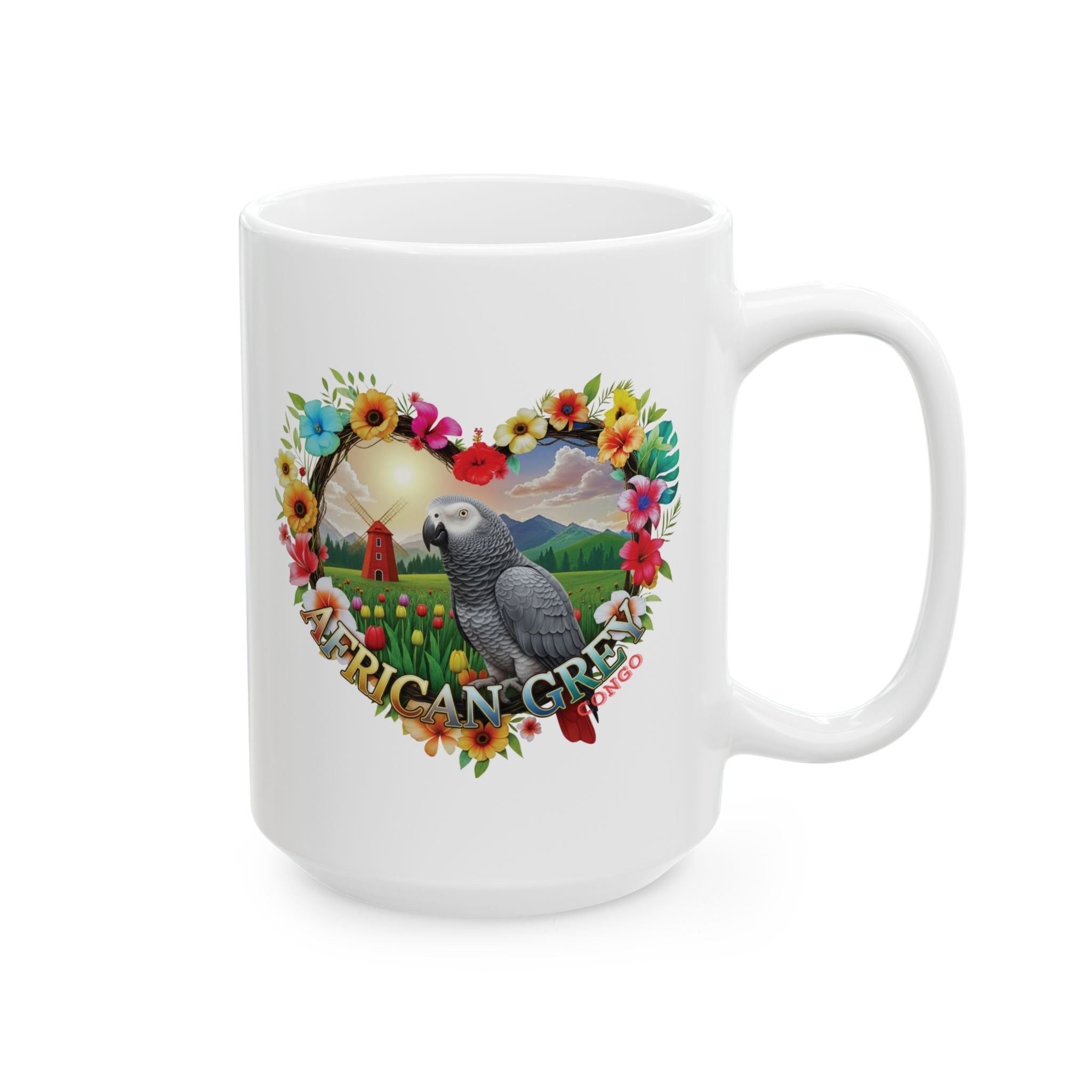 African Grey Congo Floral Mug