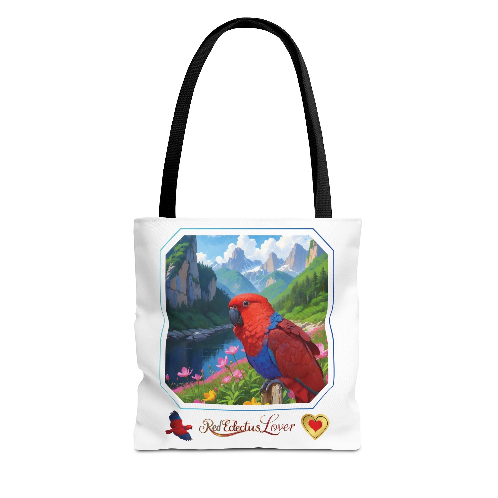 Floral Red Eclectus Lover Tote Bag