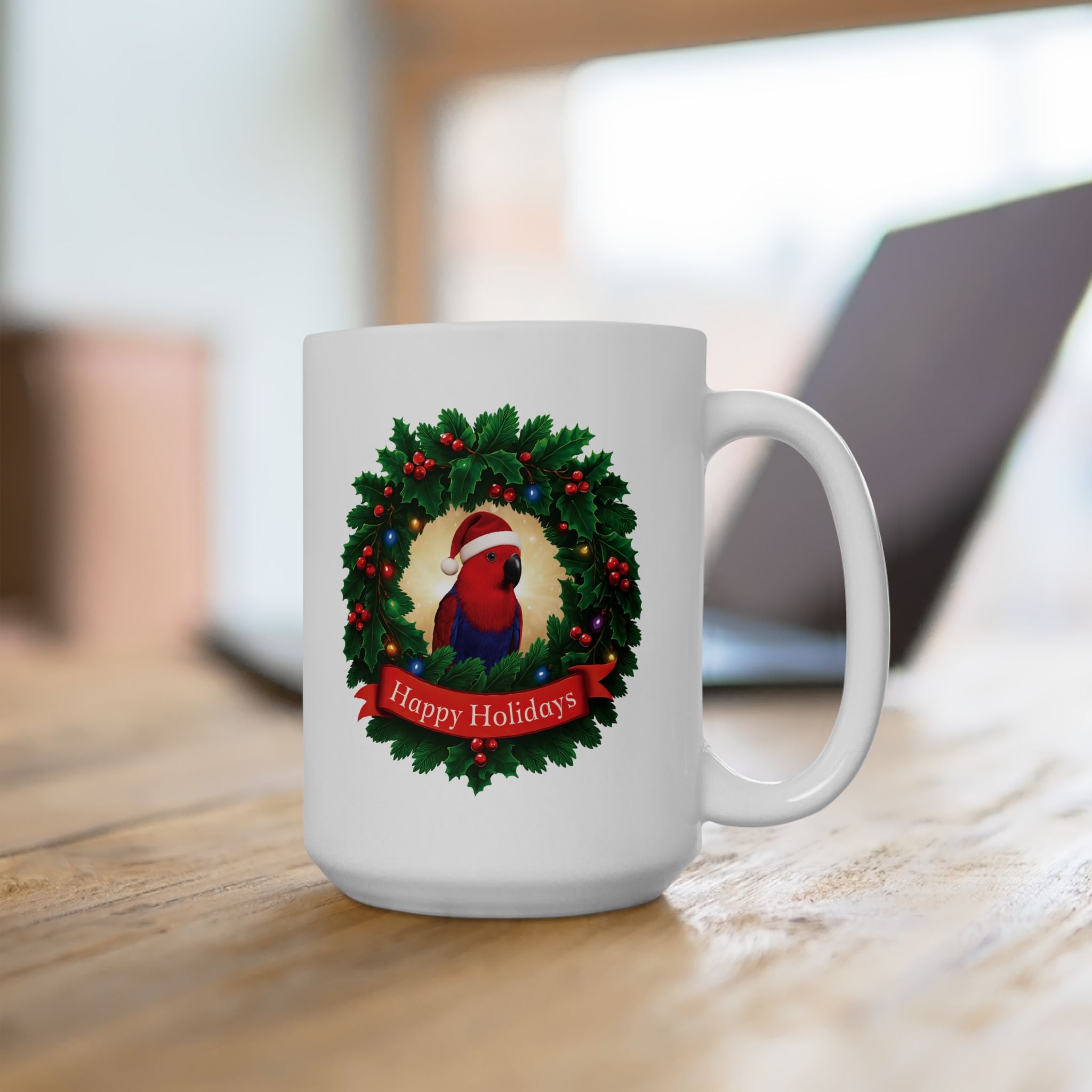 Christmas Happy Holidays Red Eclectus Mug