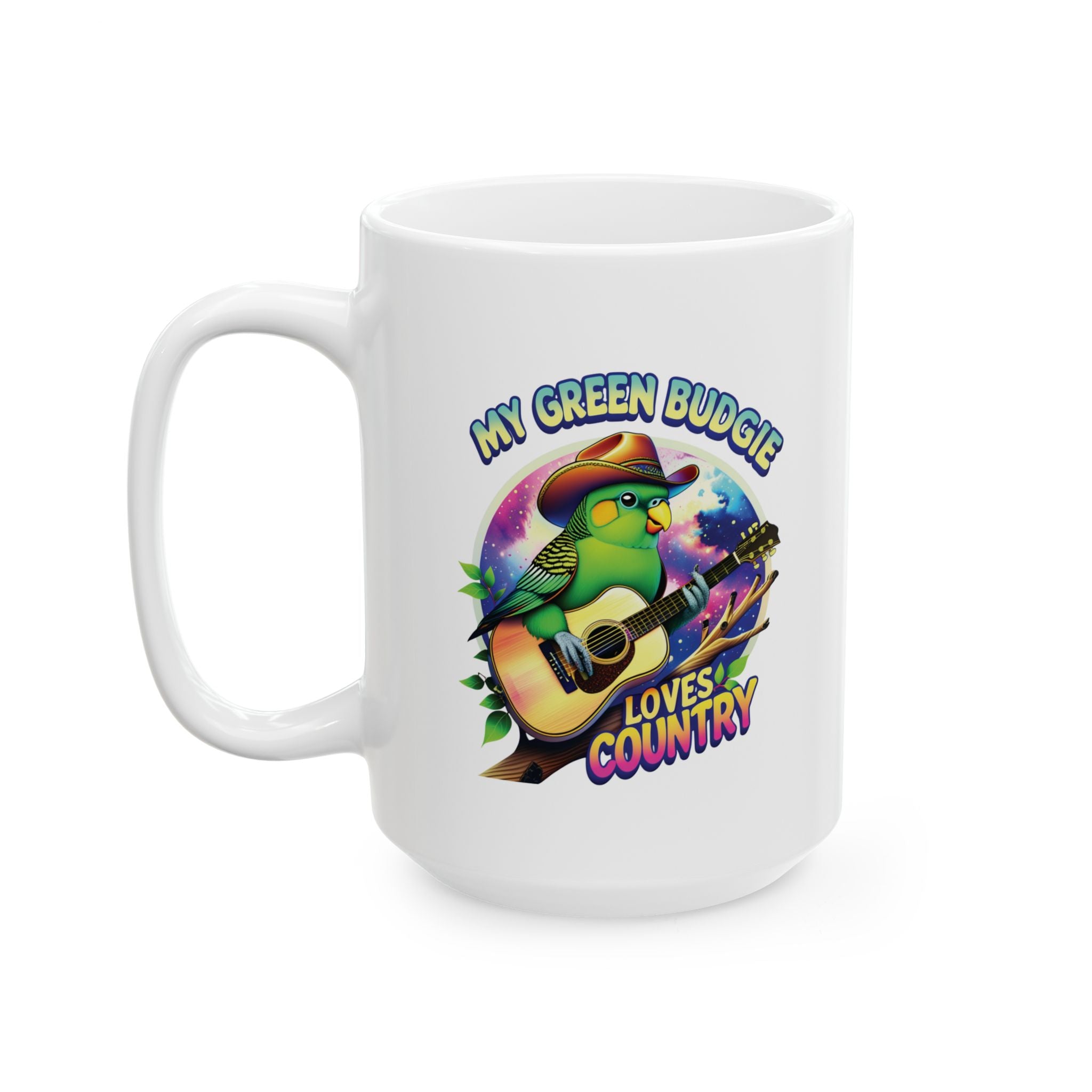 Green Budgie Loves Country Mug