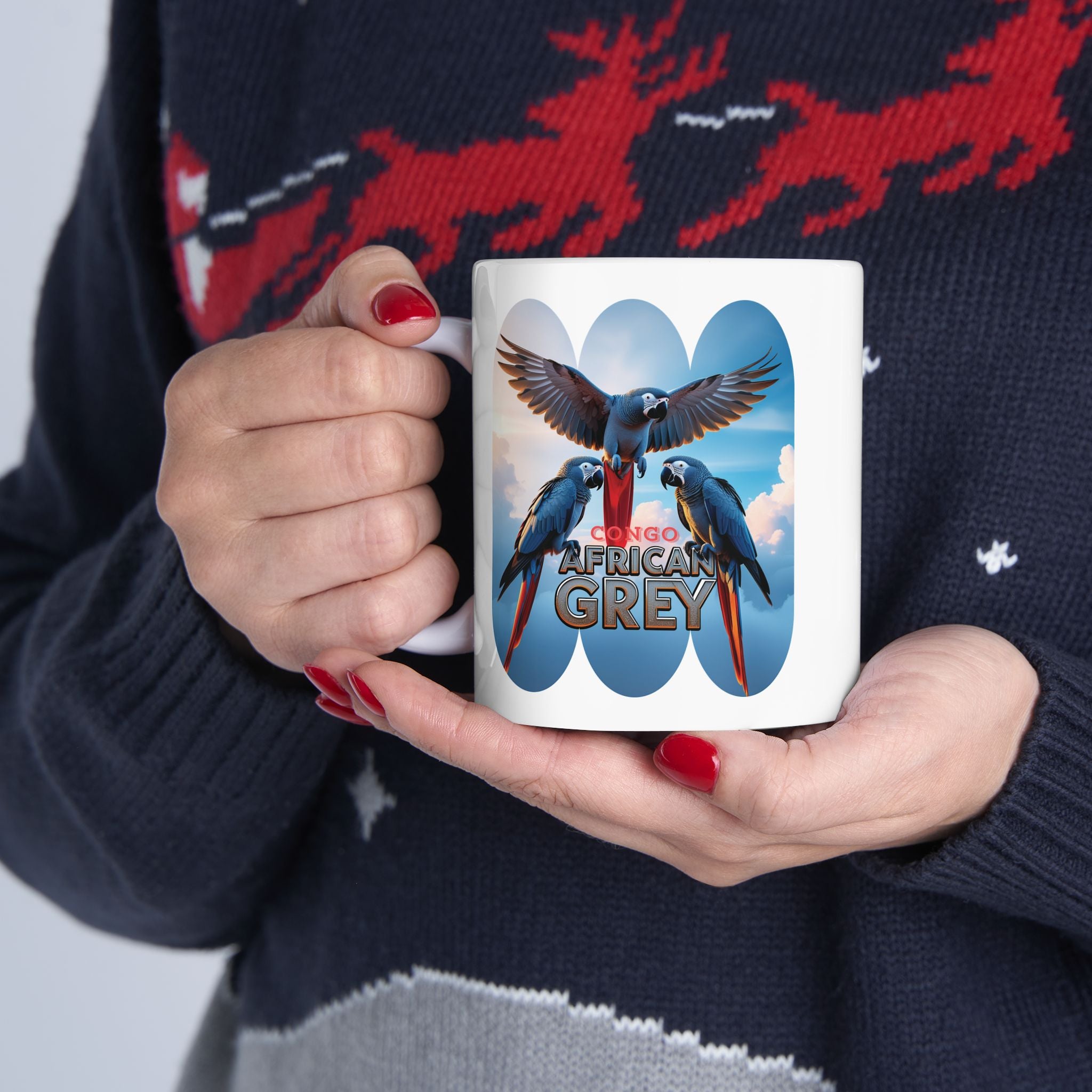 African Grey Parrot Ceramic Mug