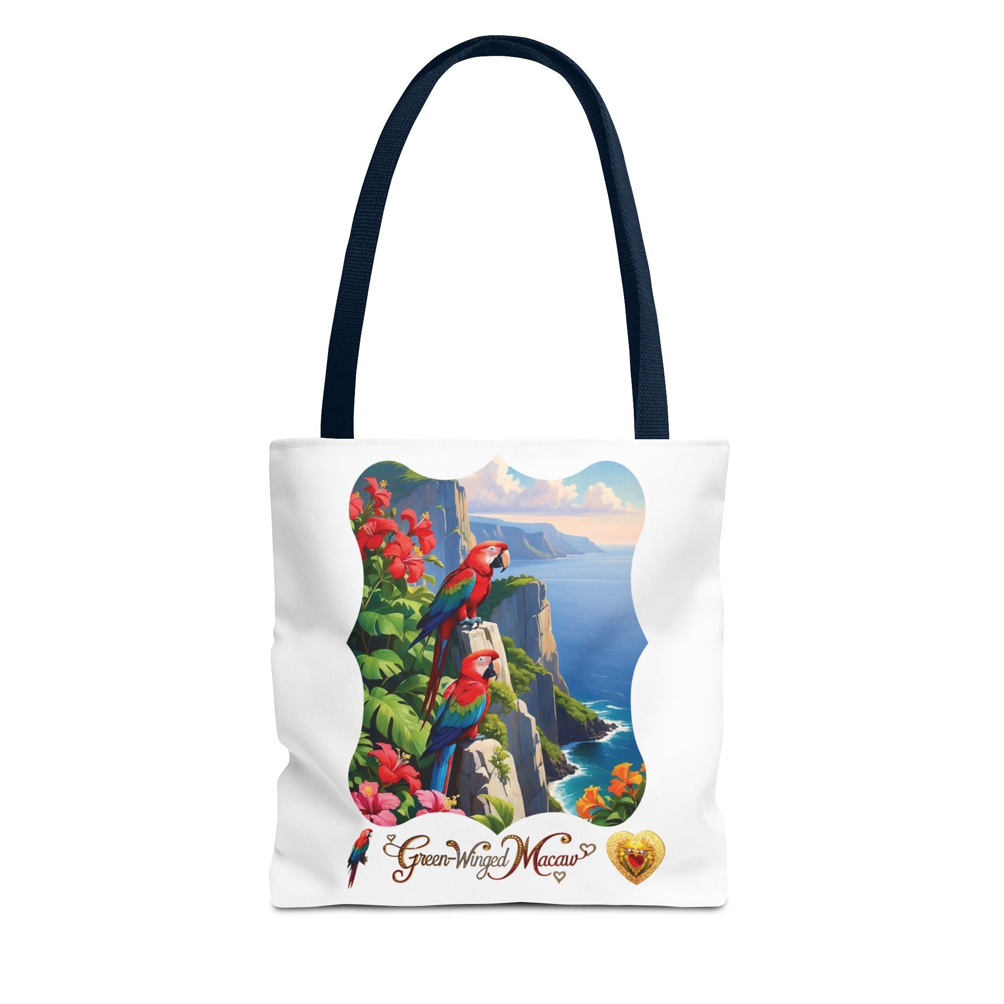 Green Winged Macaw Mountain Lake Tote Bag