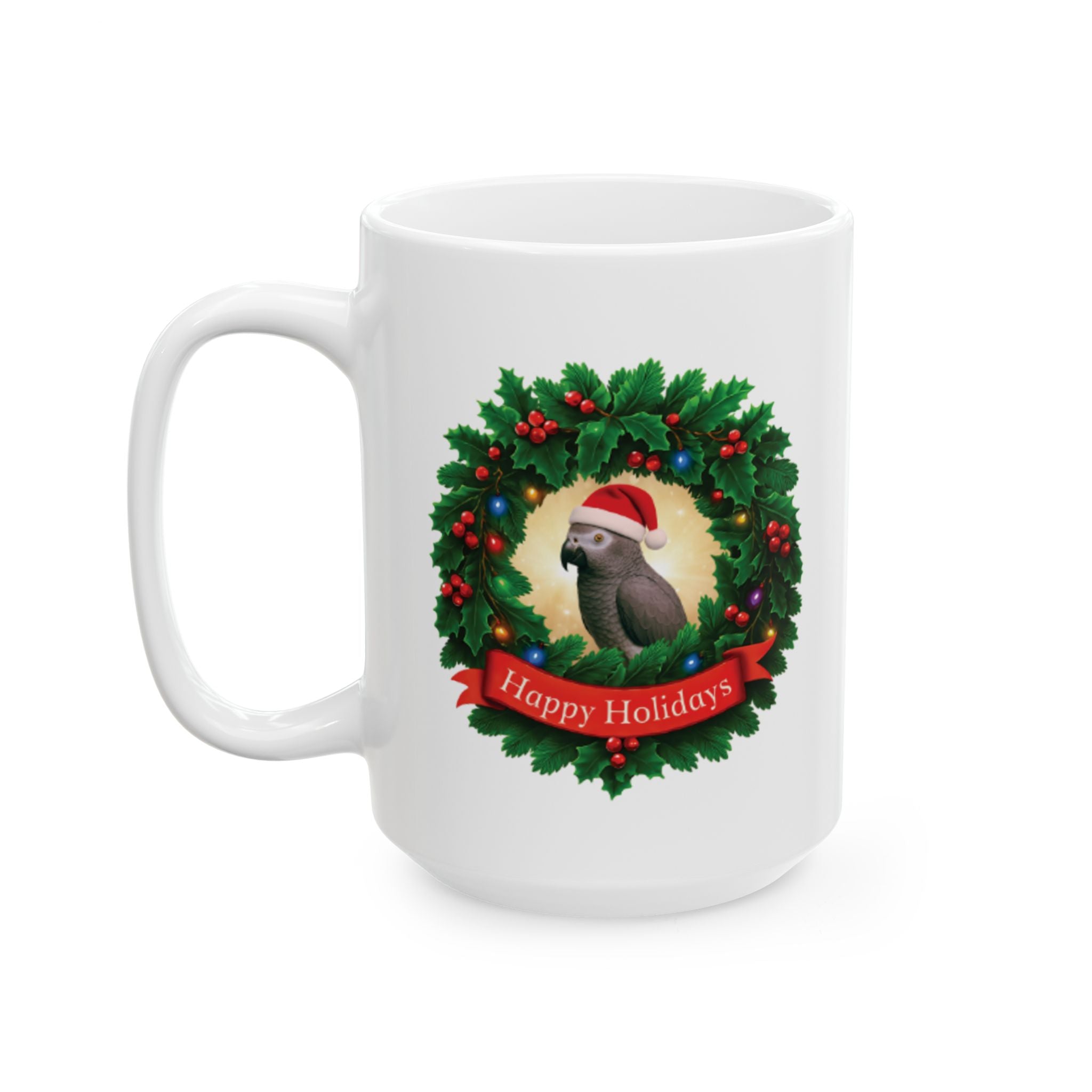 Happy Holidays African Grey Timneh Mug