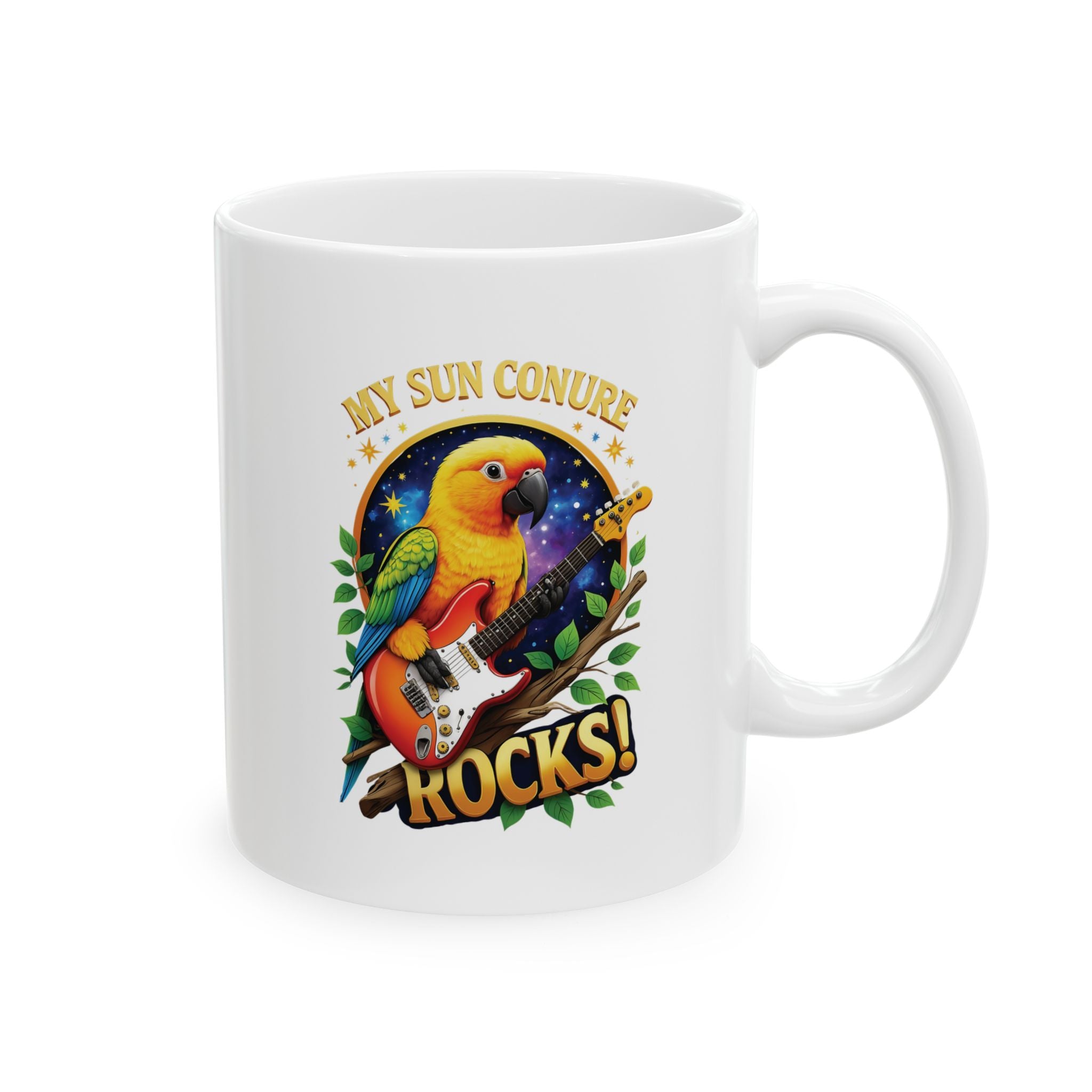Sun Conure Rocks Music Mug