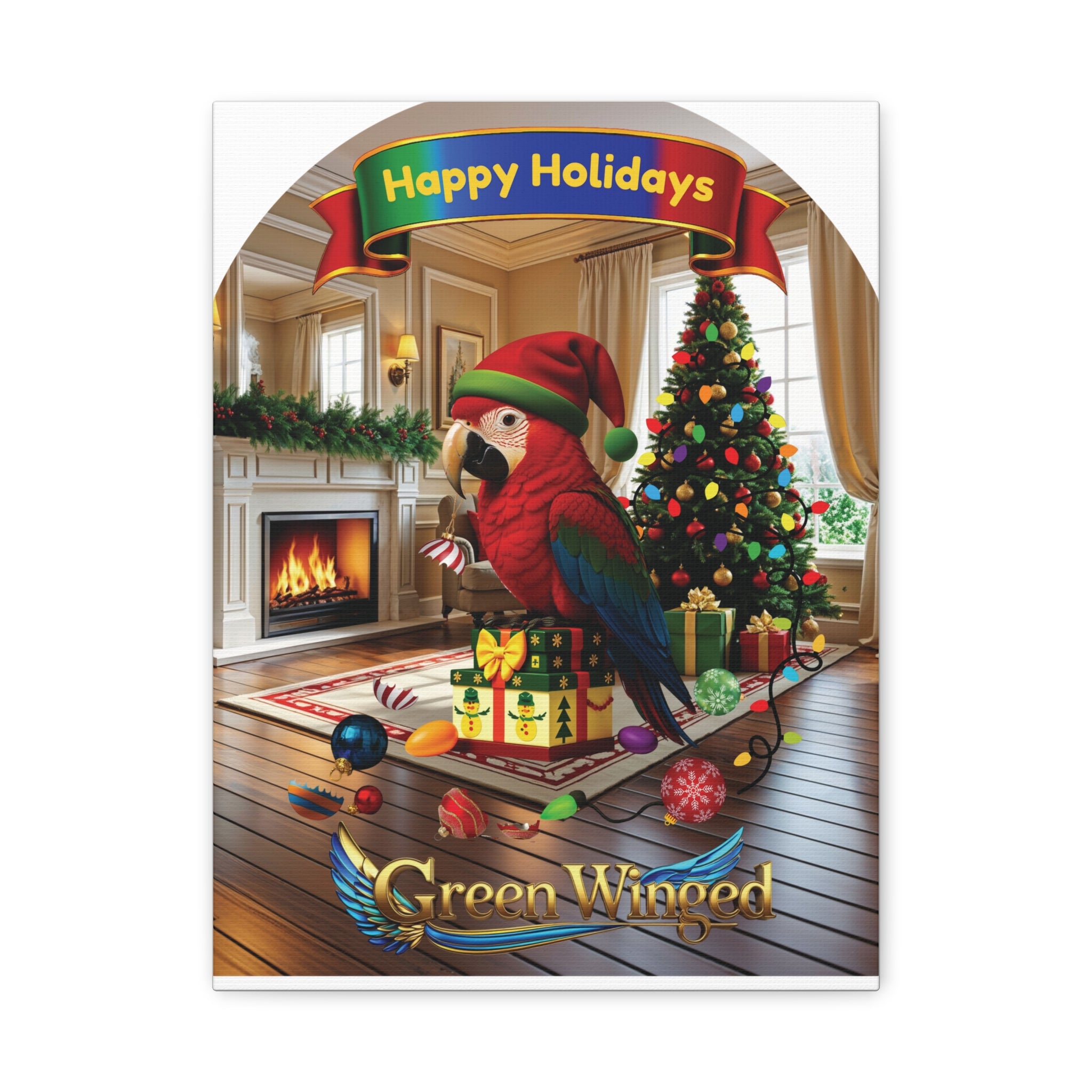 Happy Holidays Green-Winged Wall-Hanging