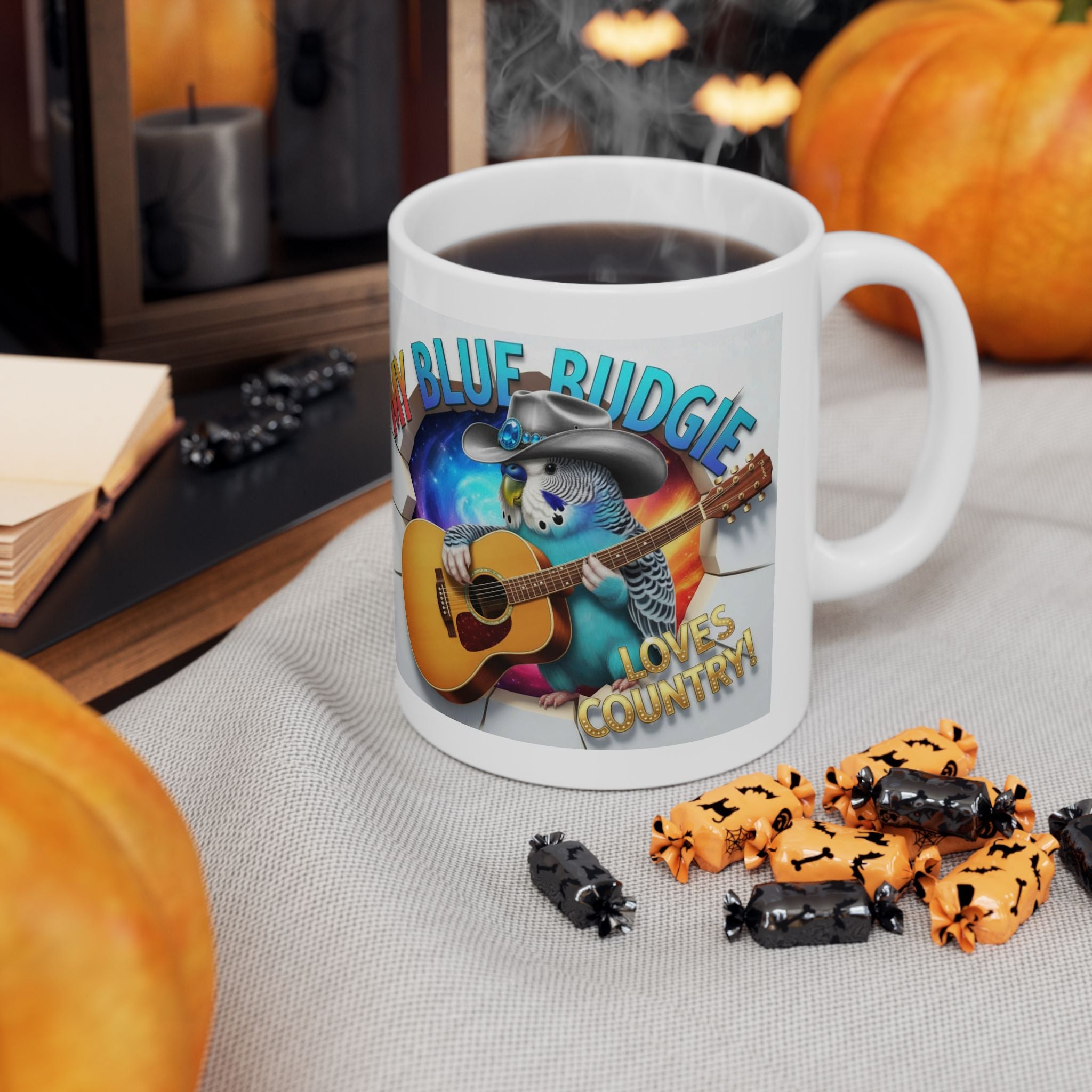 My Blue Budgie Loves Country Mug