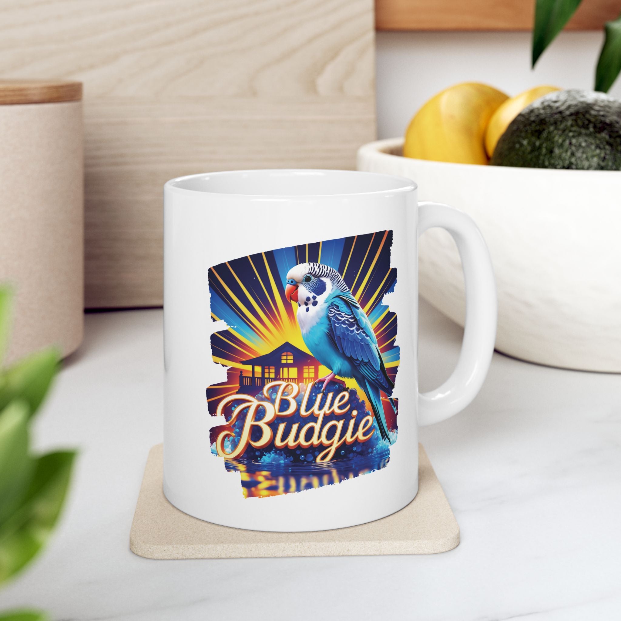 Blue Budgie Sunrise Mug