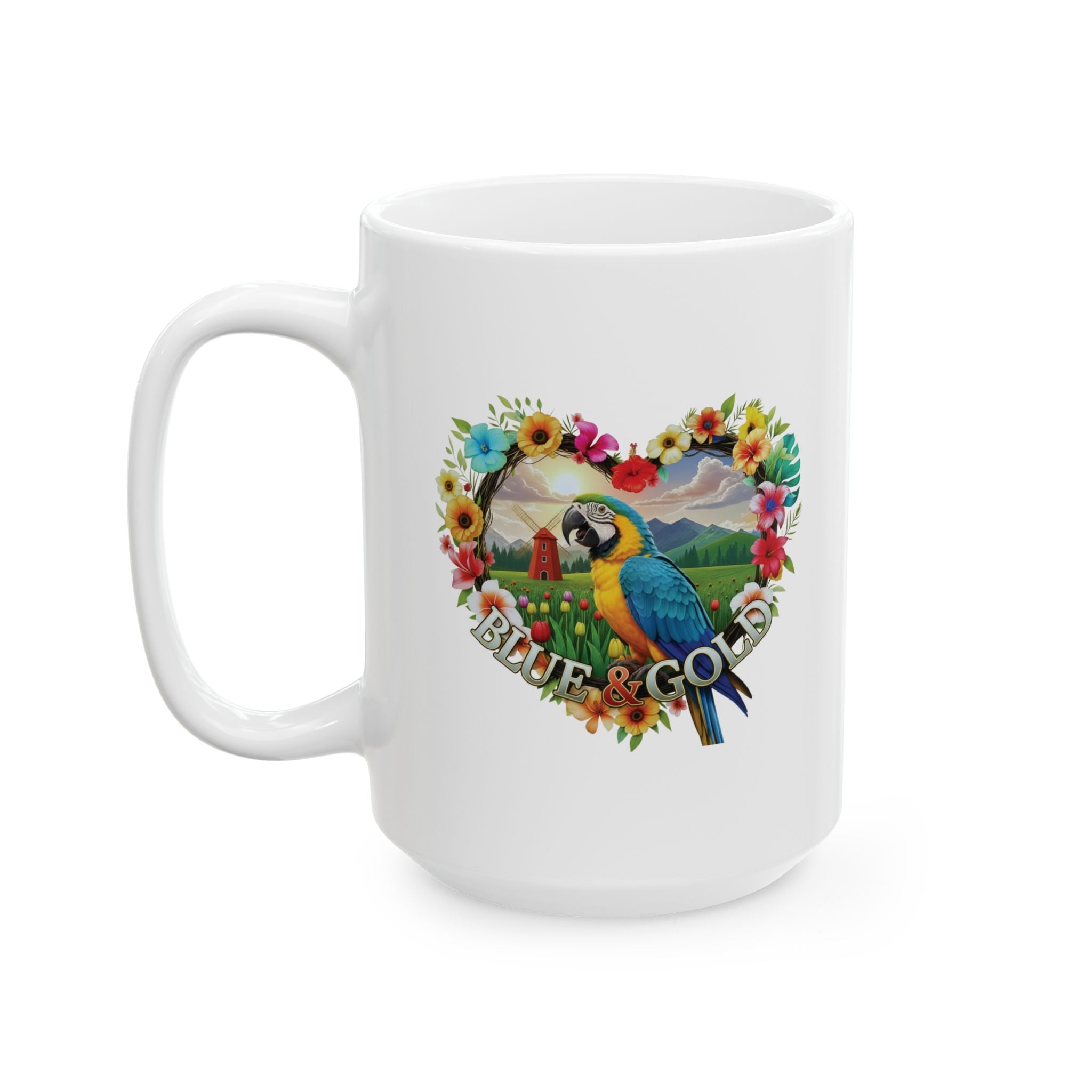Blue & Gold Tulip Windmill Field Mug