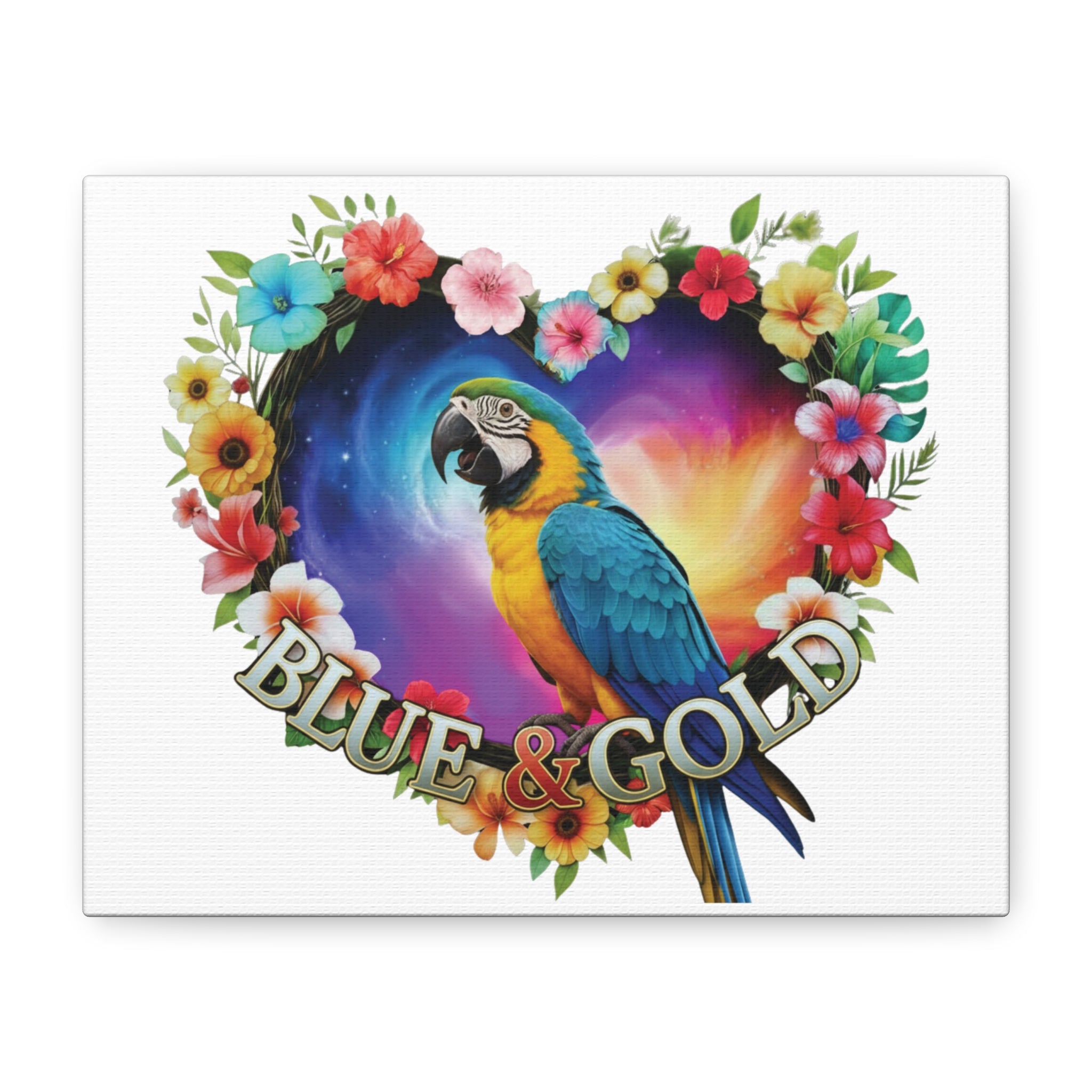 Blue & Gold Floral Heart Wall-Hanging