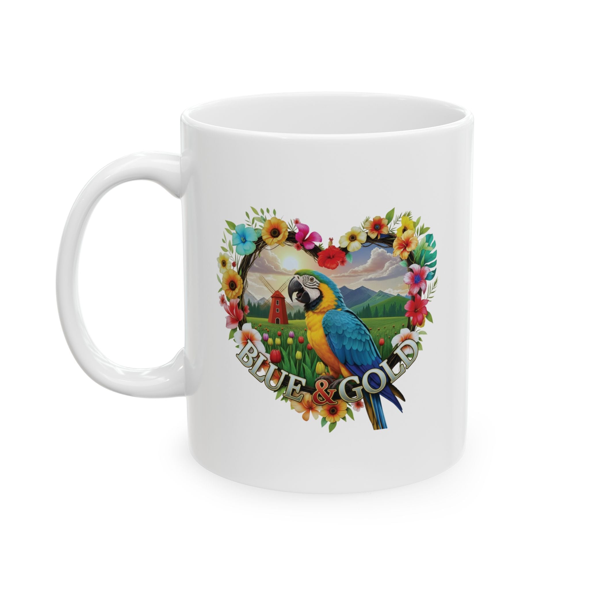 Blue & Gold Tulip Windmill Field Mug