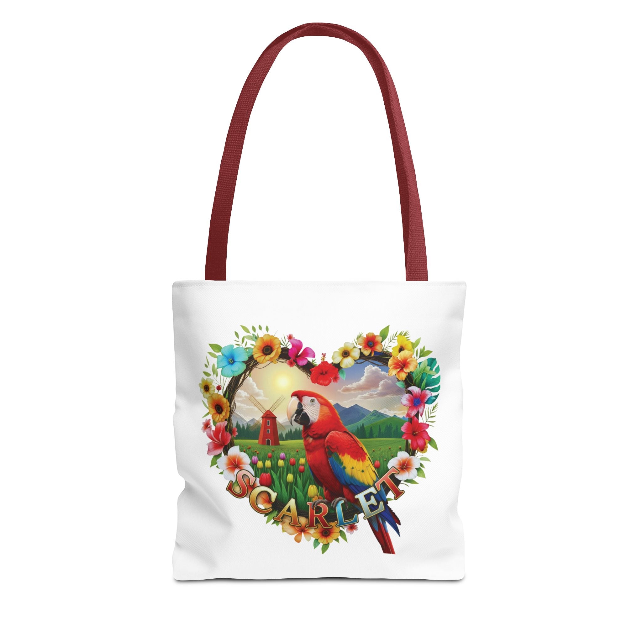 Scarlet Macaw Heart Design Tote Bag