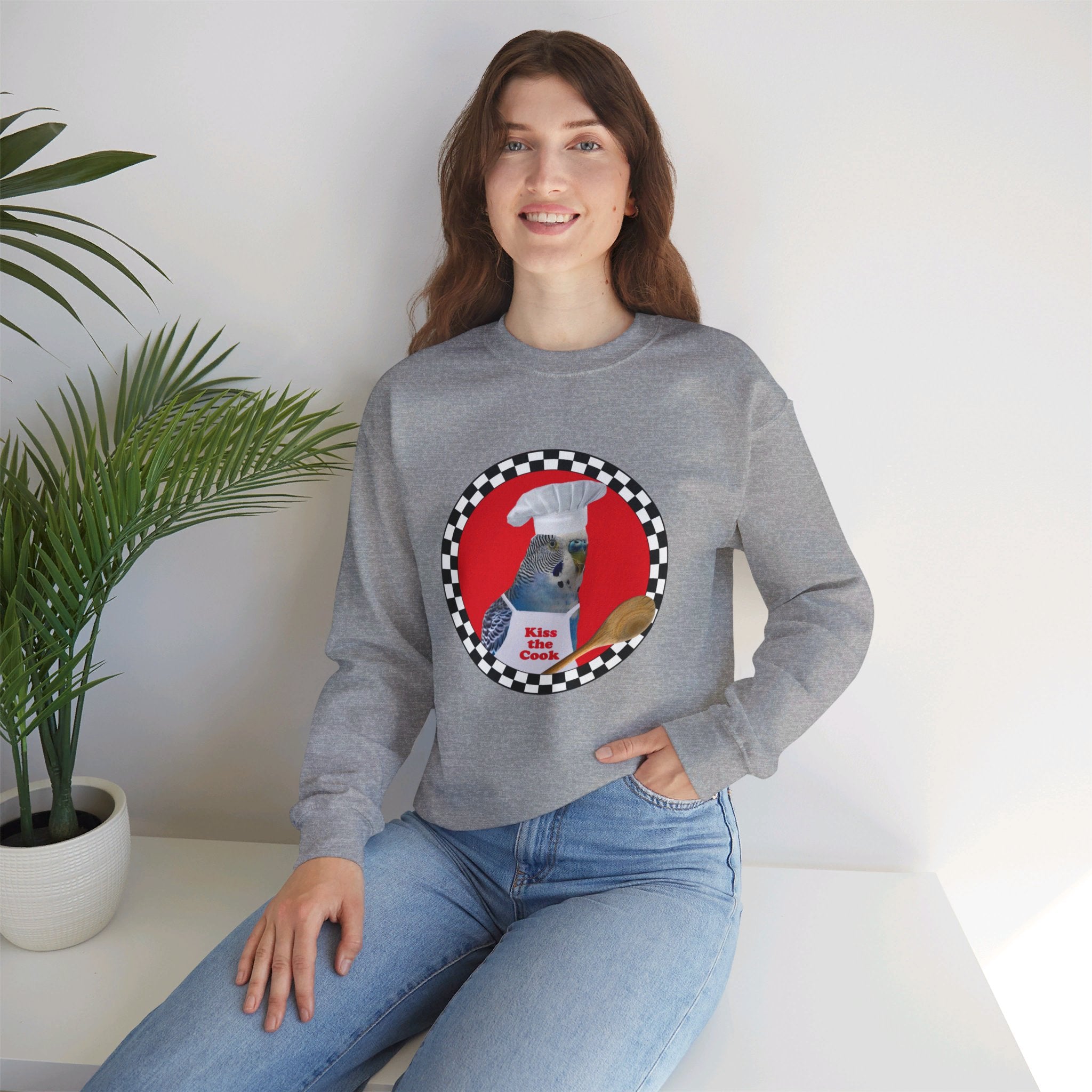 Kiss The Cook Spoon Blue Budgie Sweatshirt