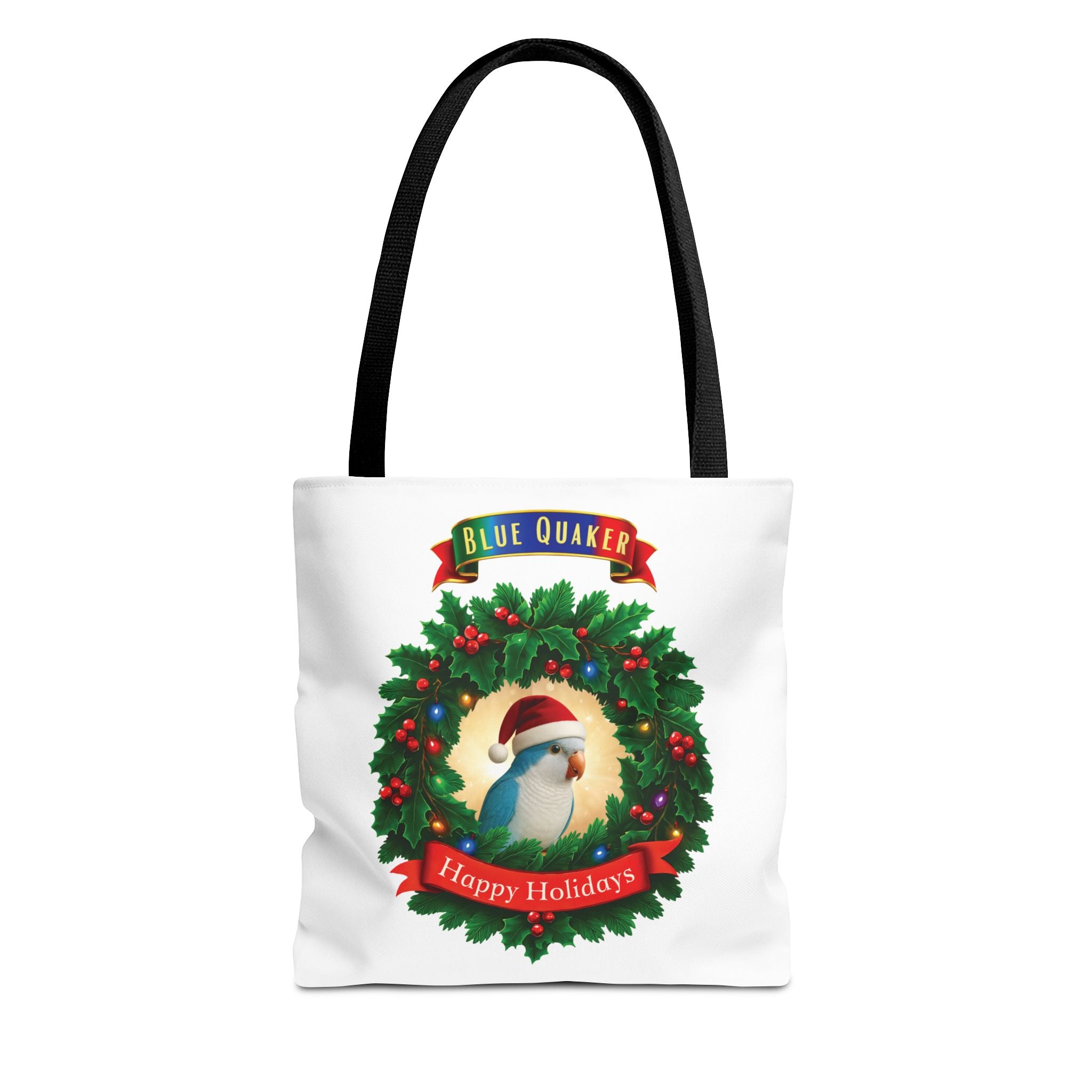 Happy Holidays Blue Quaker Tote Bag