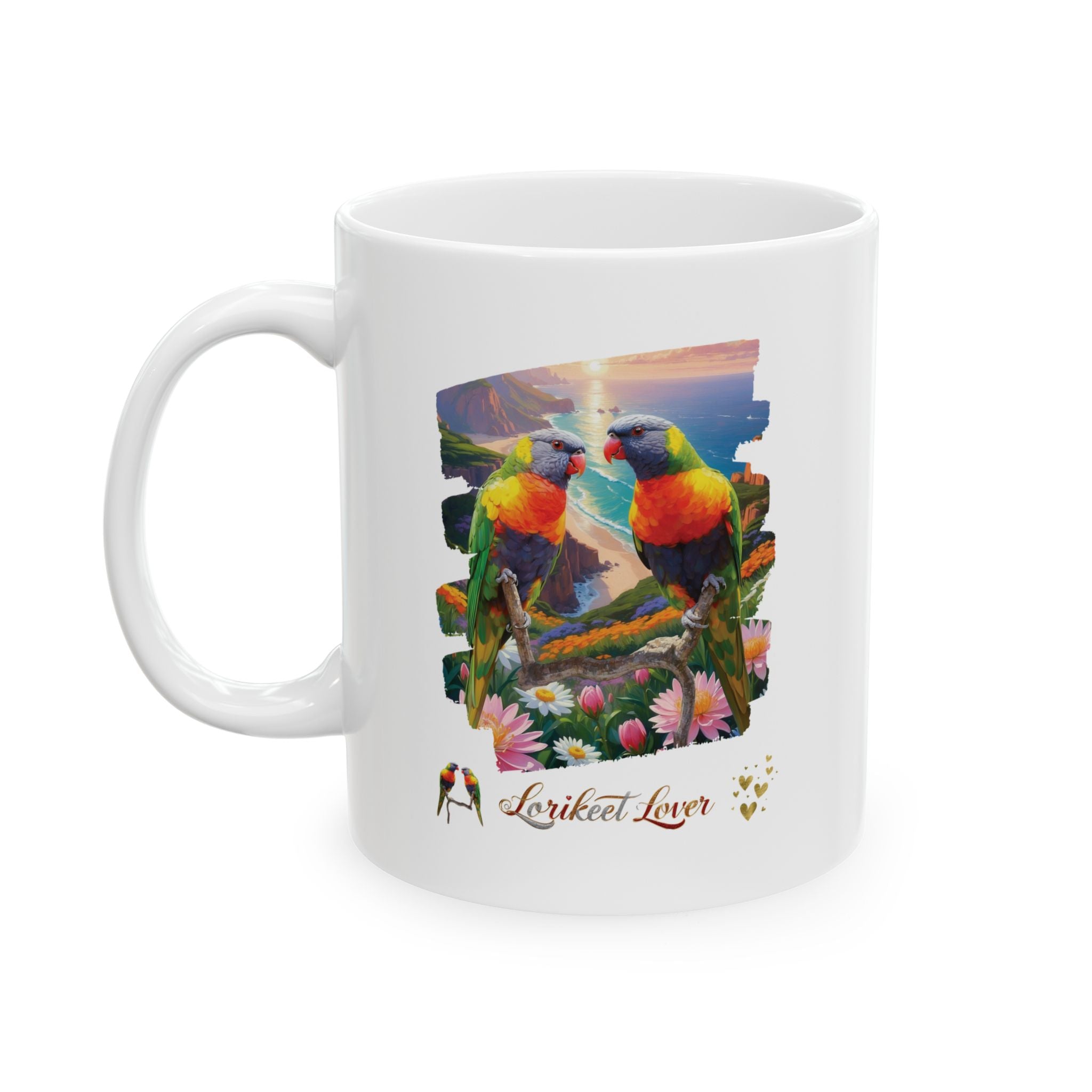 Lorikeet Lover Floral Scenic Mug