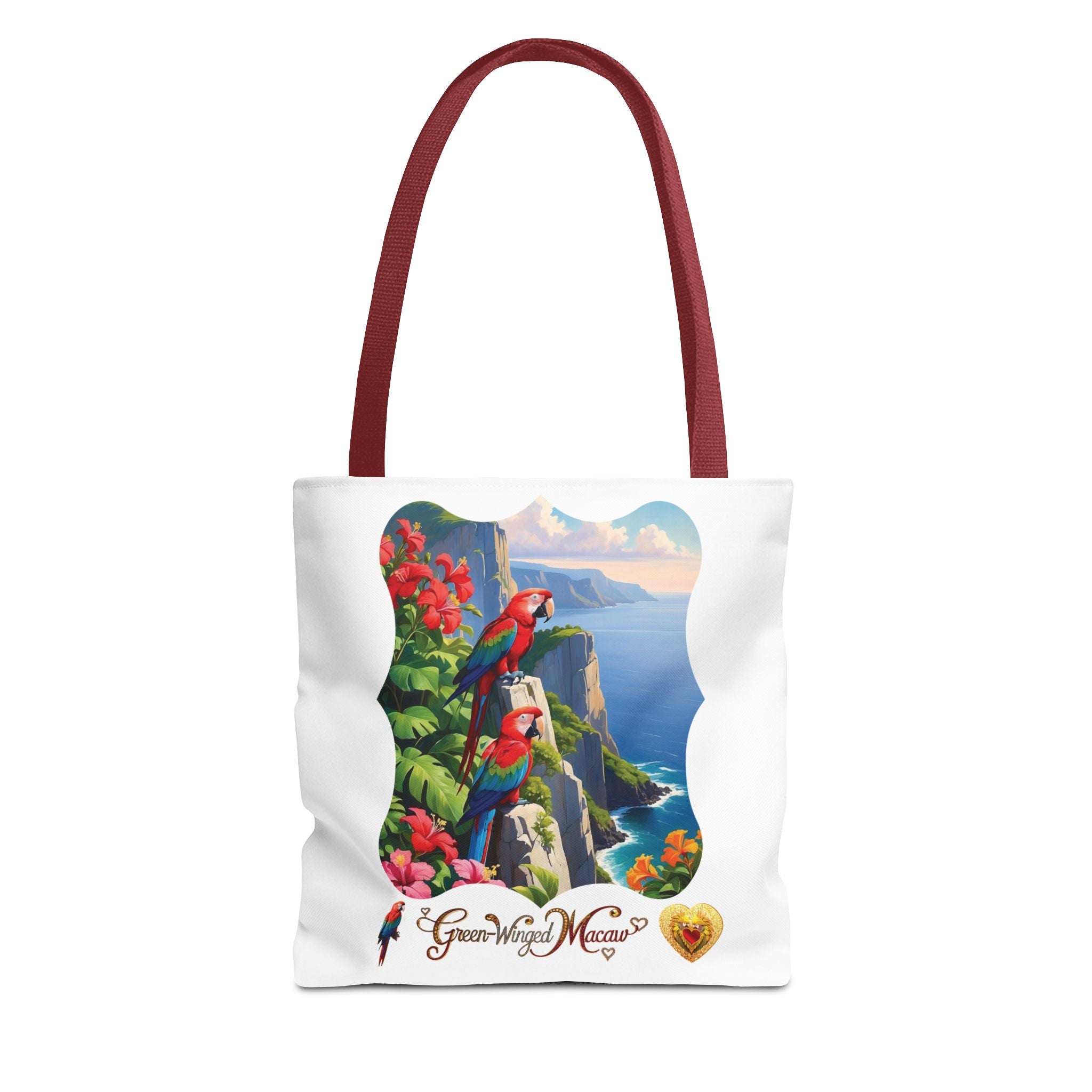 Green Winged Macaw Mountain Lake Tote Bag