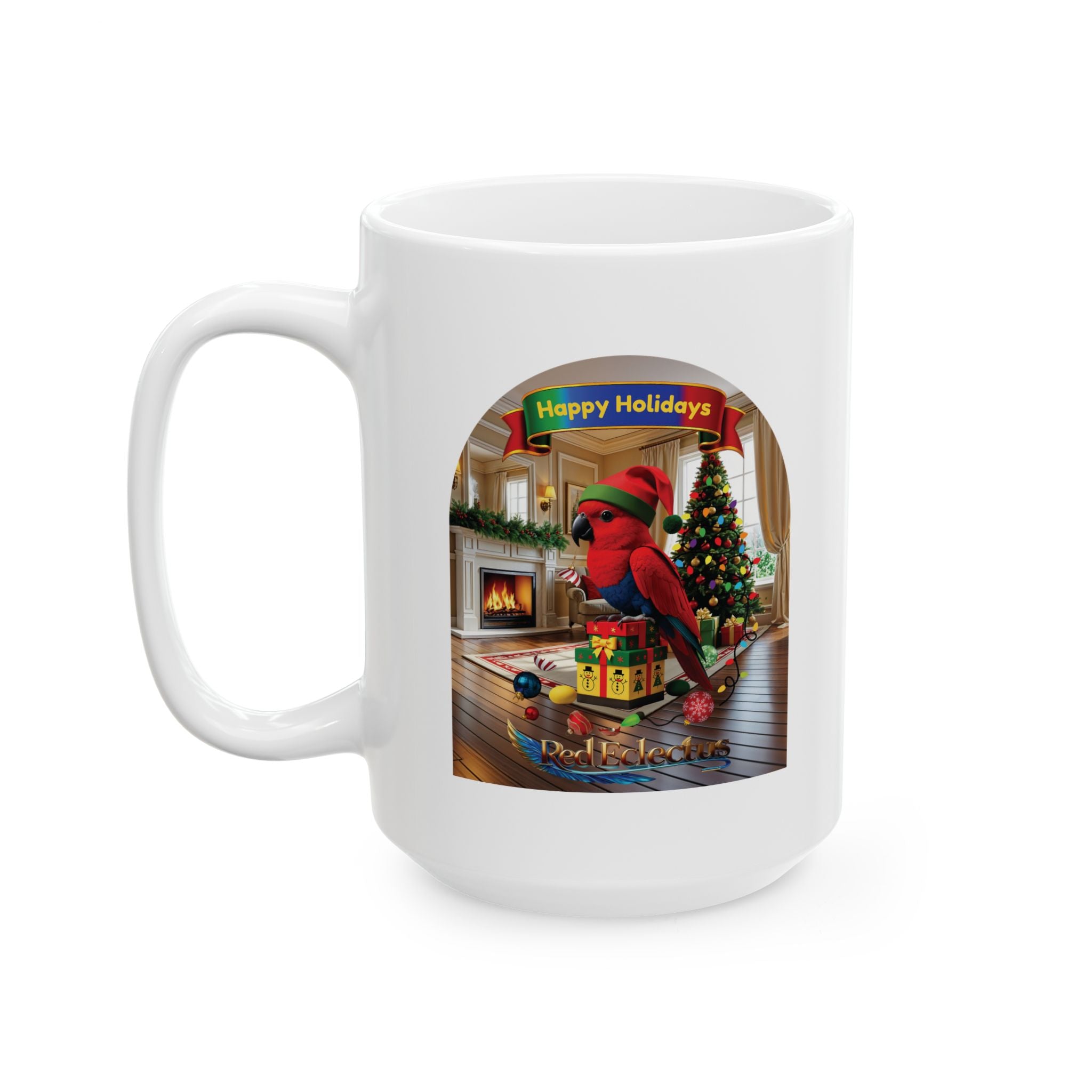 Happy Holidays Red Eclectus Mug