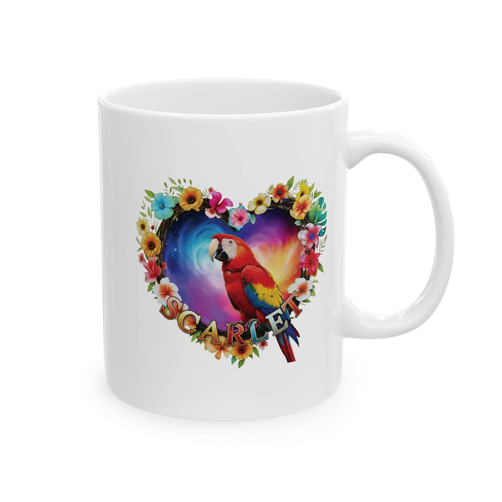 Scarlet Floral Parrot Mug