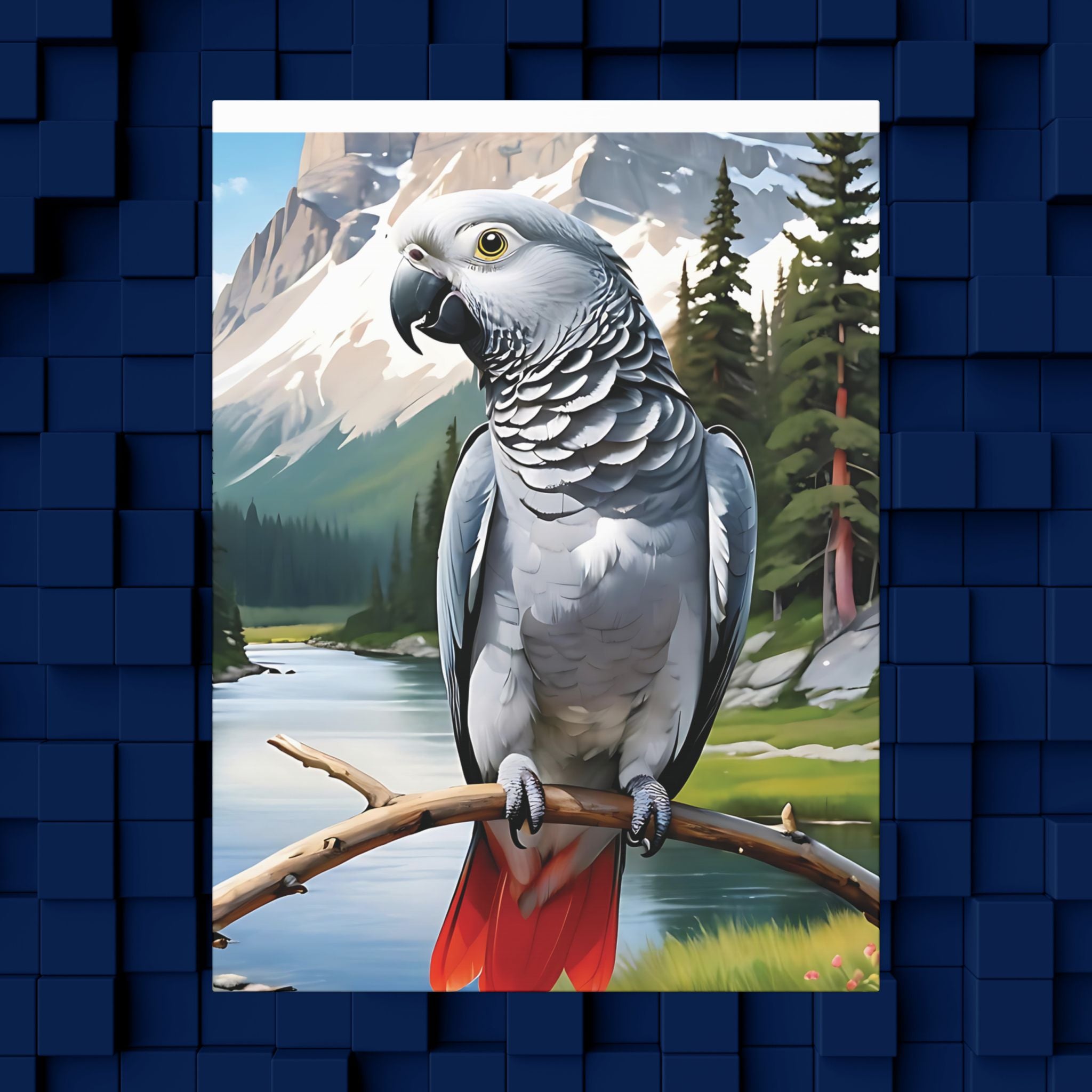 African Grey Congo Canvas Wall Hangings