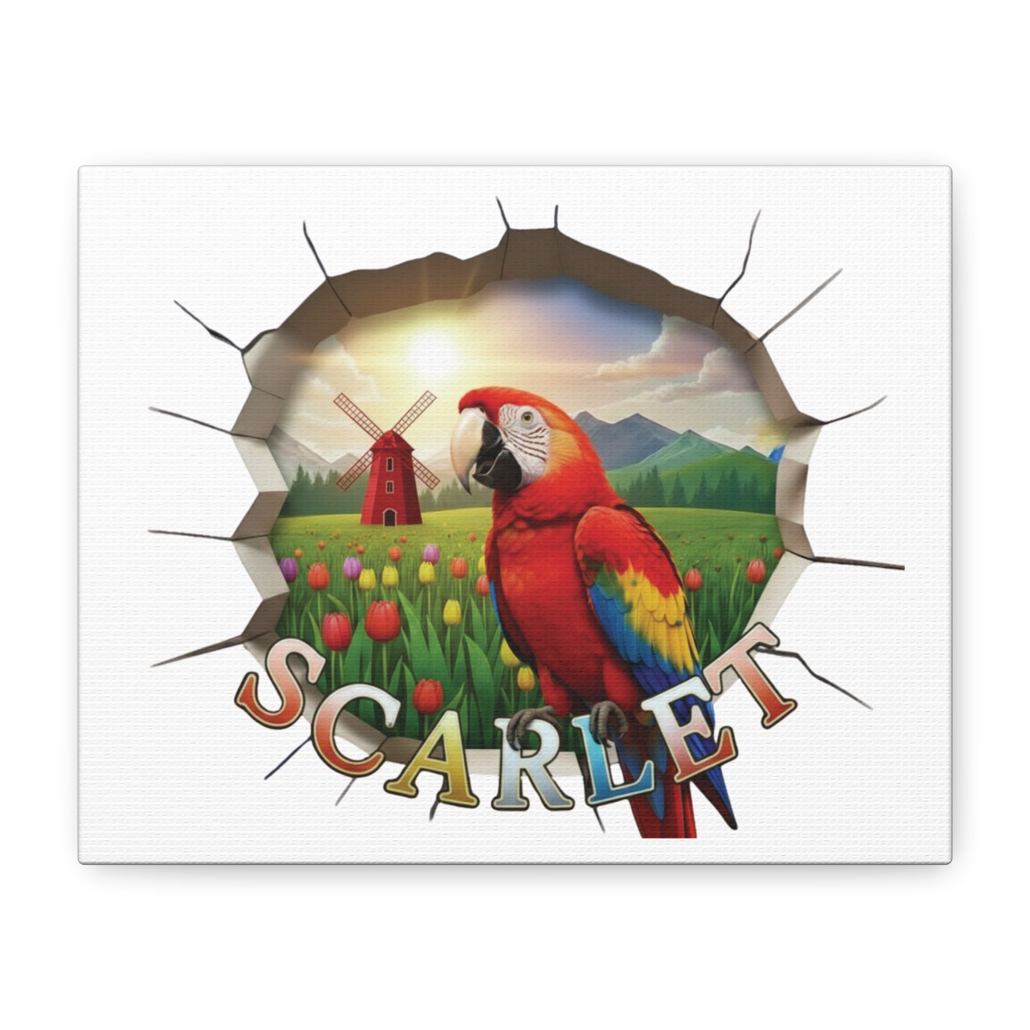 Scarlet Parrot Art Wall-Hanging