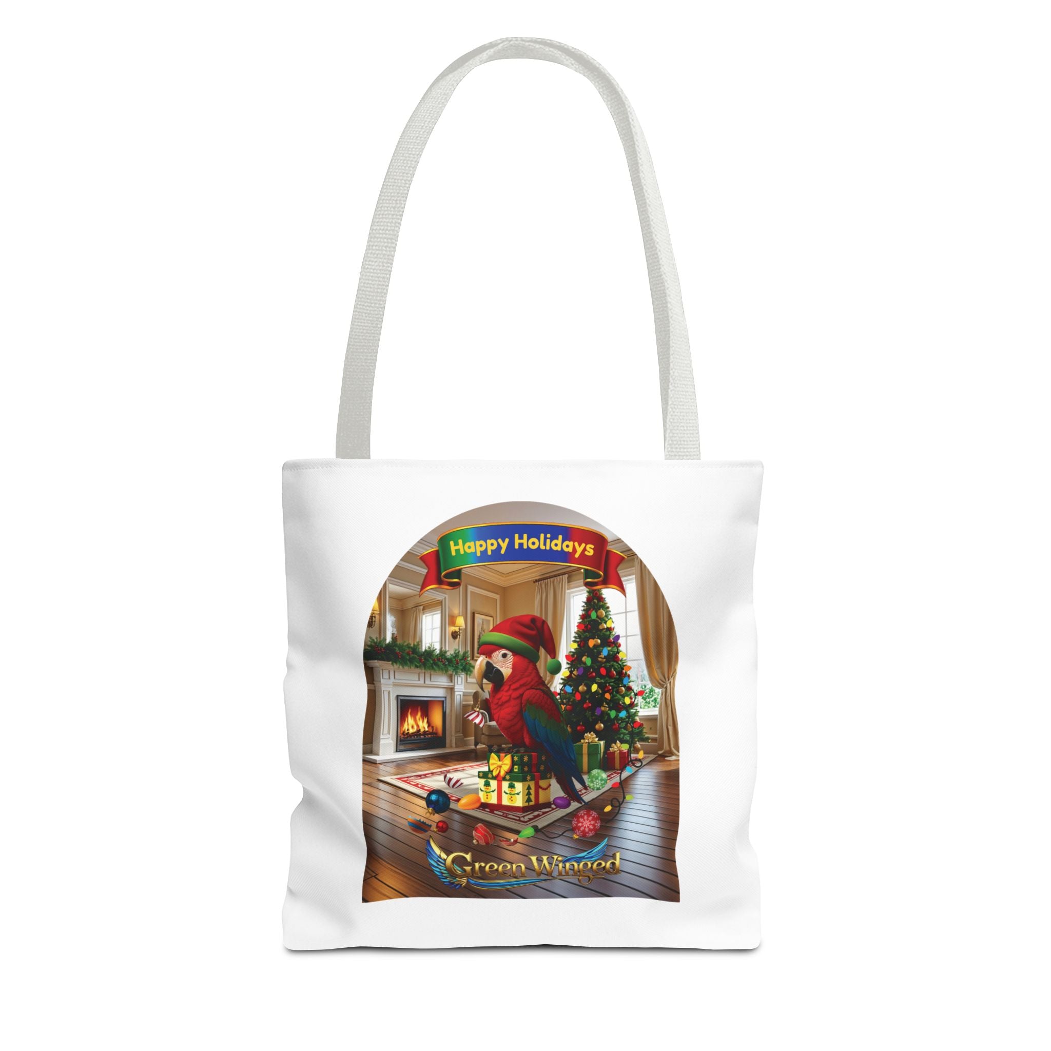 Happy Holidays Green Winged Tote Bag