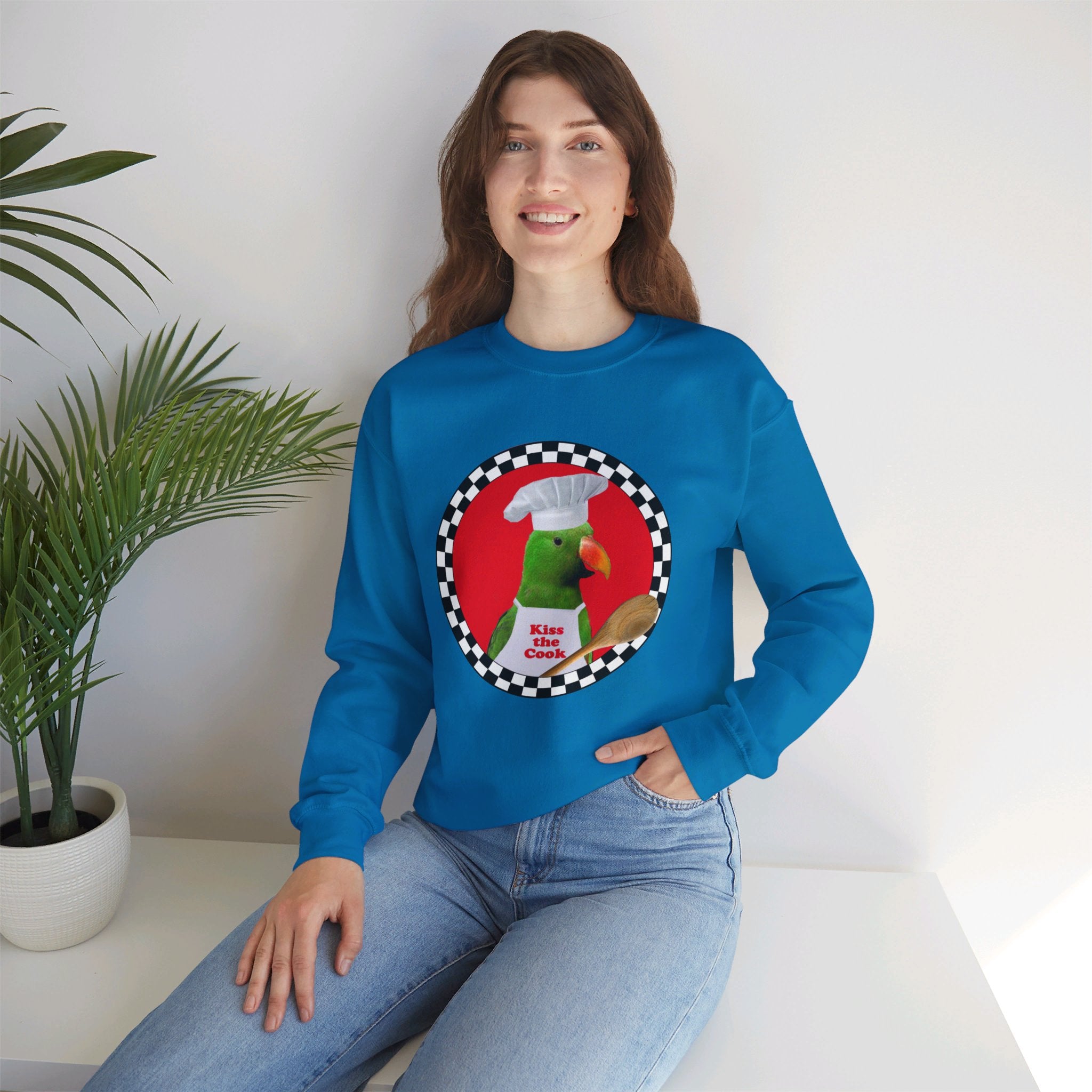 Kiss The Cook Spoon Green Eclectus Sweatshirt