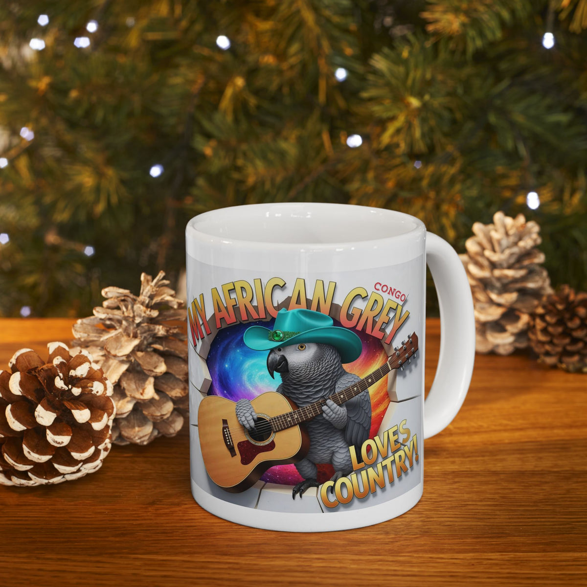 African Grey Congo Loves Country Mug