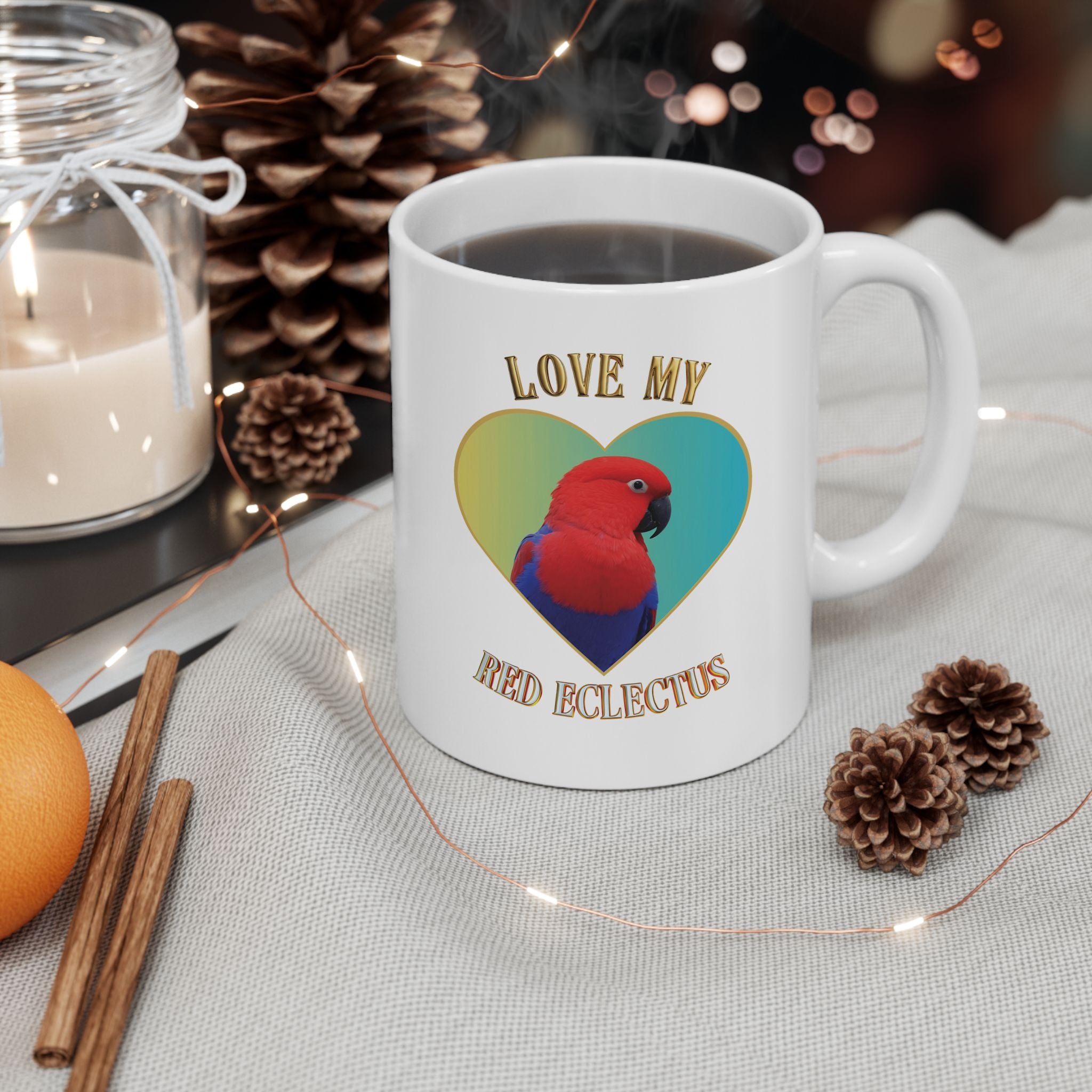 Love My Red Eclectus Heart Mug