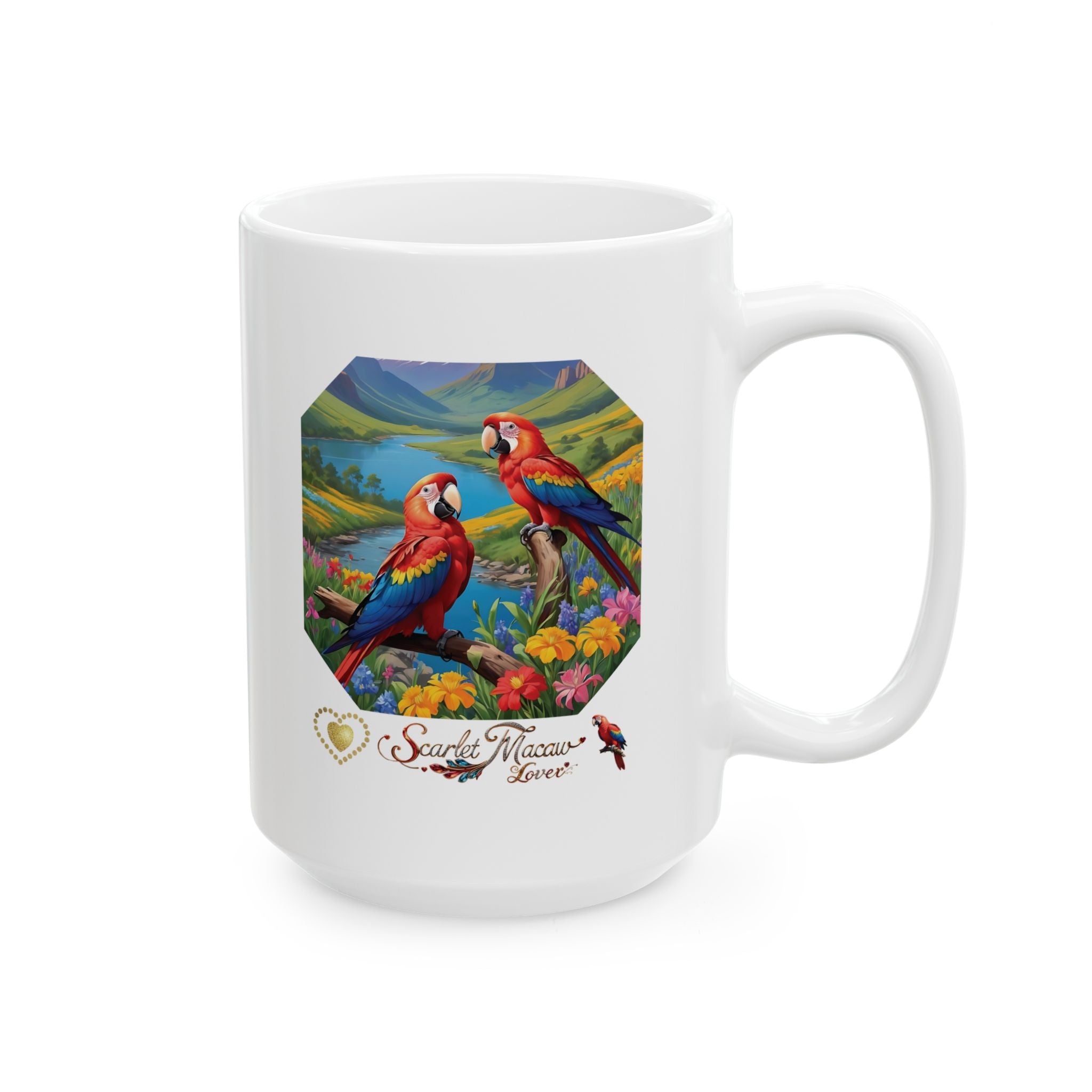 Scarlet Macaw Lover Floral Mug